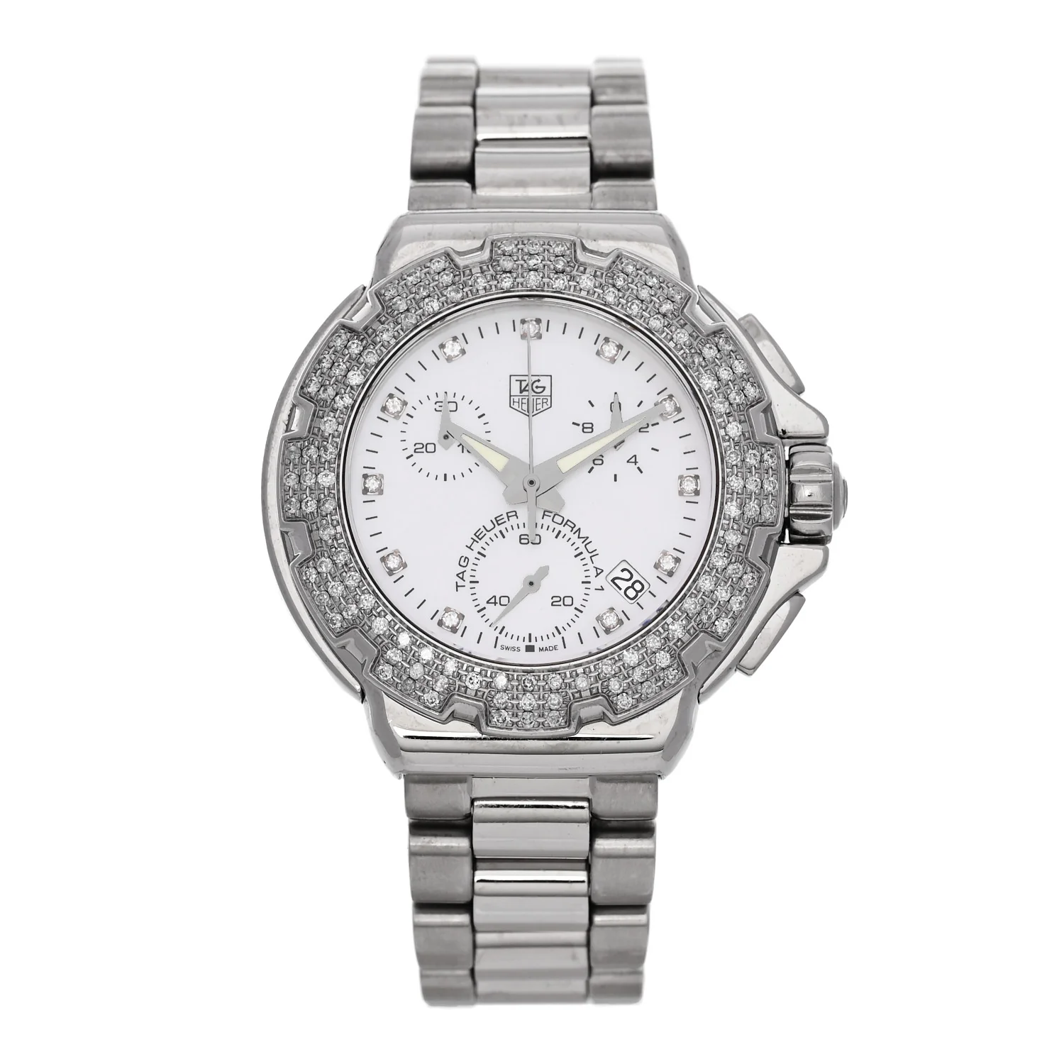 Stainless Steel Diamond Bezel Mother of Pearl 36mm Formula 1 Lady Quartz Watch CAC1310