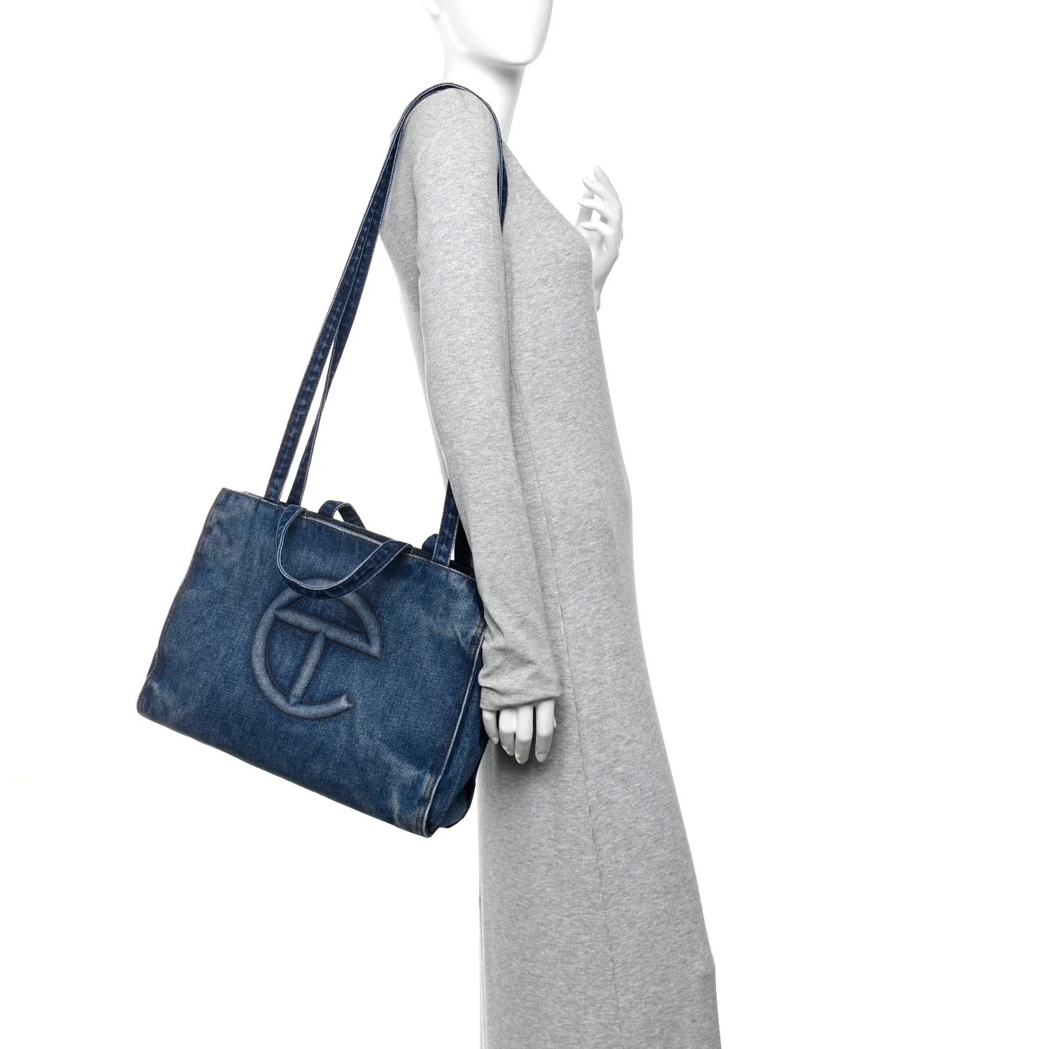 Denim Medium Shopping Bag Blue - Image 2