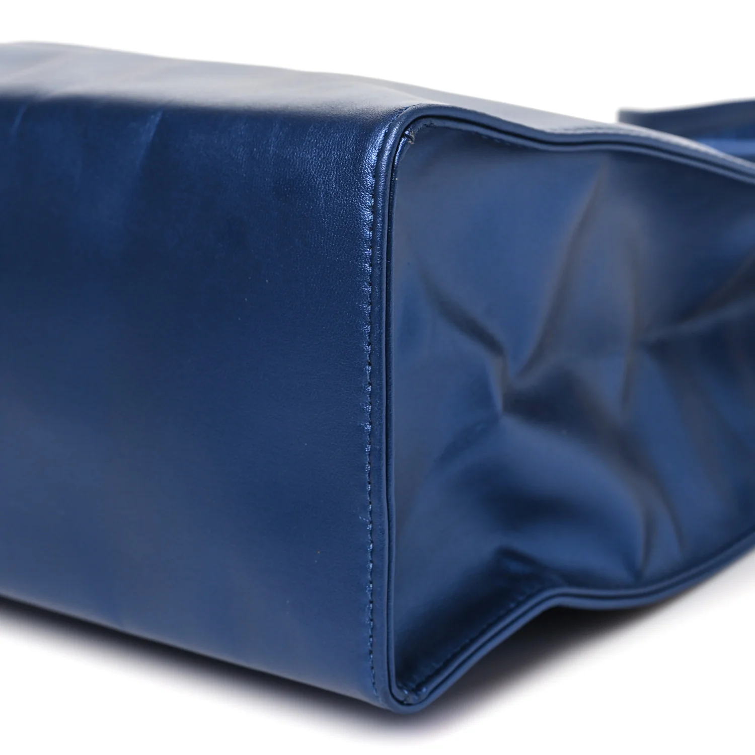 Metallic Vegan Leather Medium Shopping Bag Cobalt - Image 10