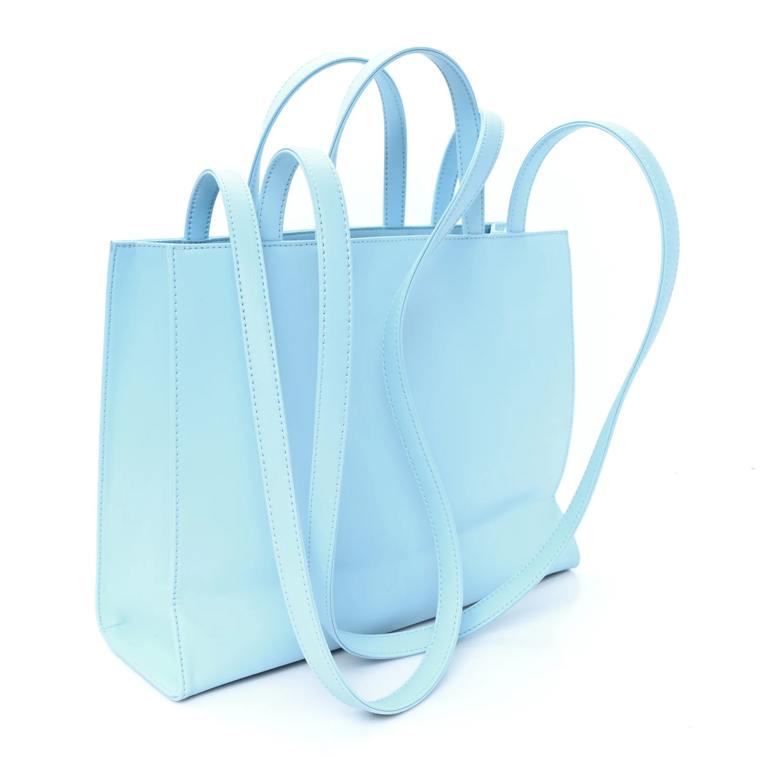 Vegan Leather Medium Shopping Bag Pool Blue - Image 4
