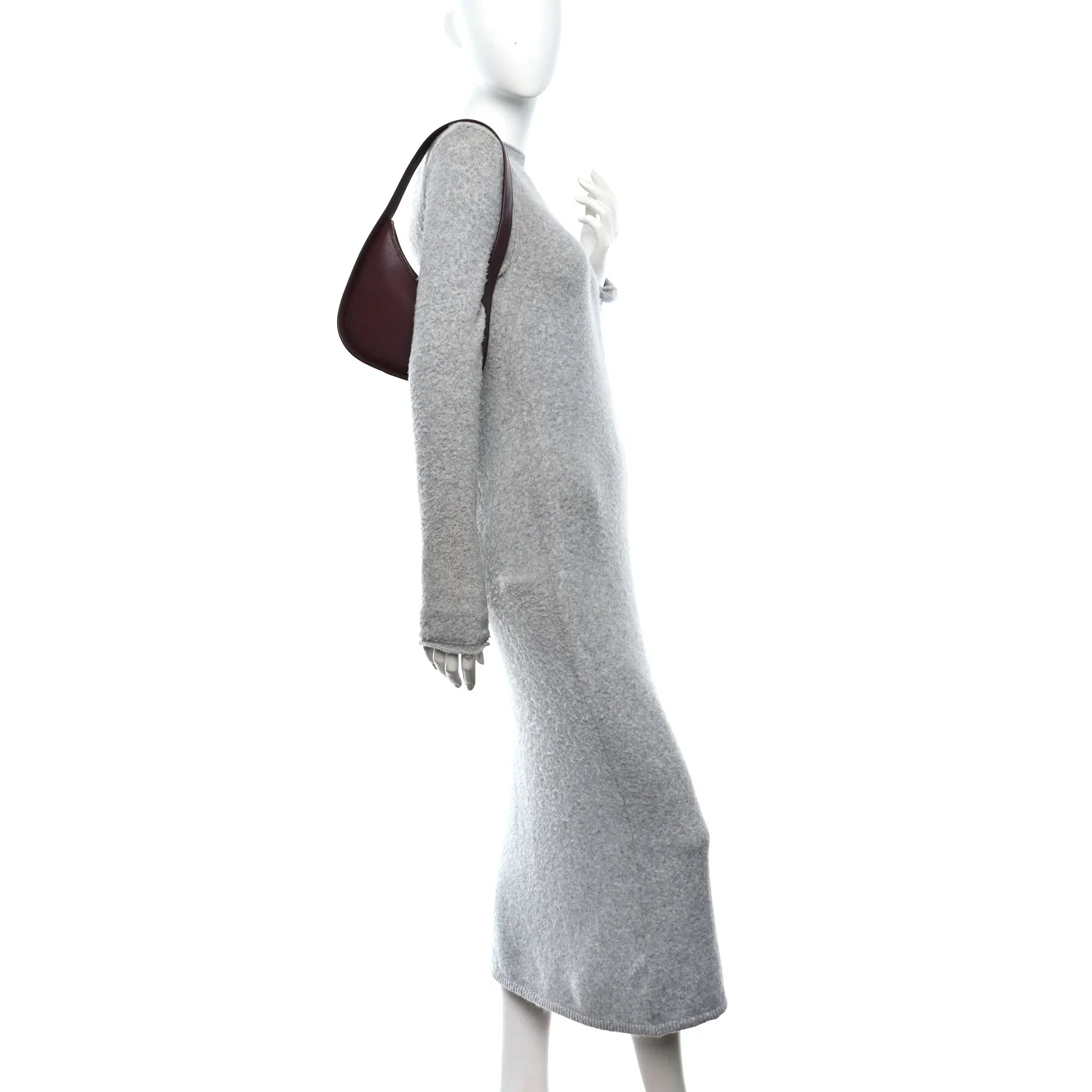 Grained Calfskin Half Moon Shoulder Bag Raisin - Image 2