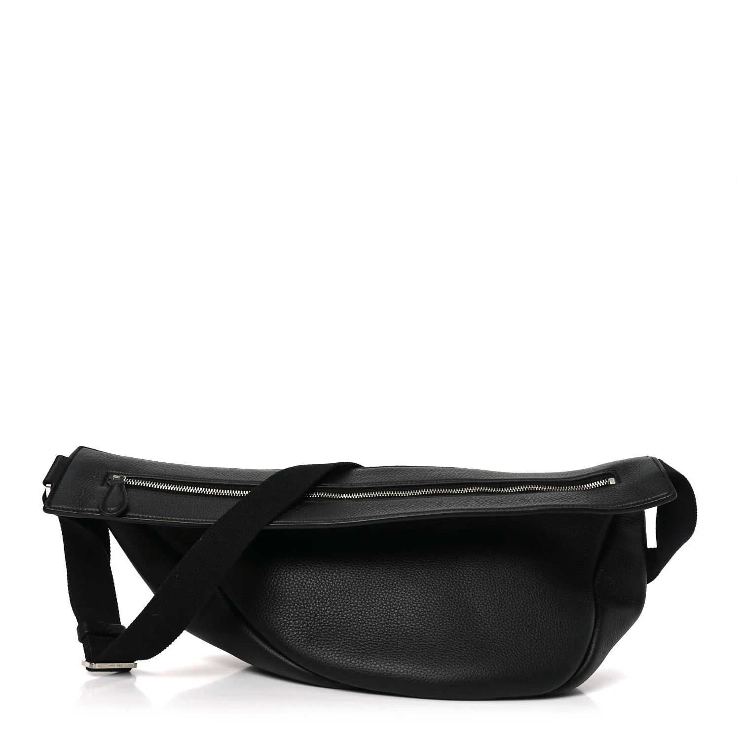 Grained Calfskin Large Slouchy Banana Bag Black