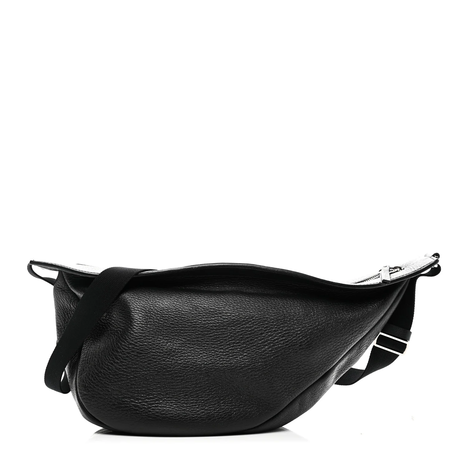 Grained Calfskin Large Slouchy Banana Bag Black