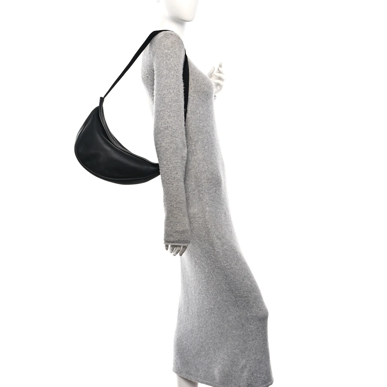 Grained Calfskin Large Slouchy Banana Bag Black - Image 2