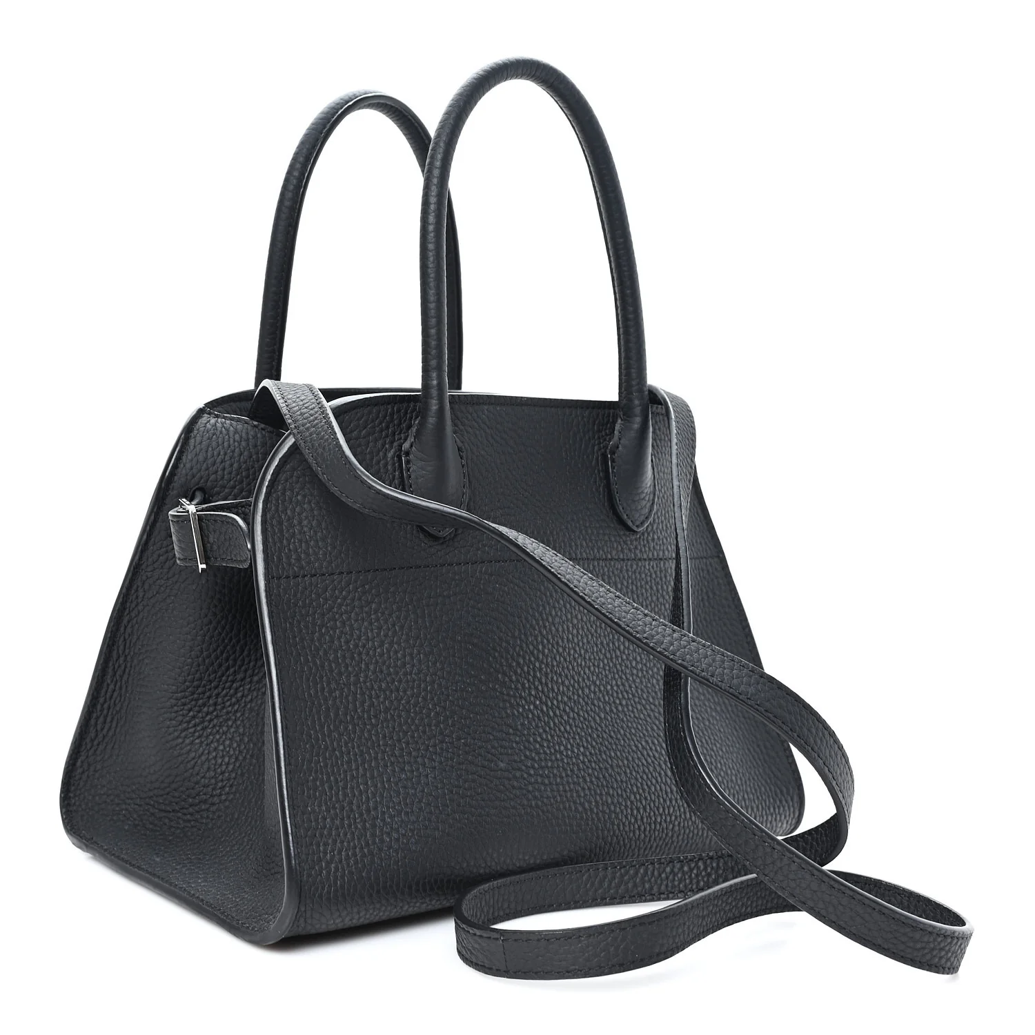 Grained Calfskin Soft Margaux 10 Bag Black - Image 3