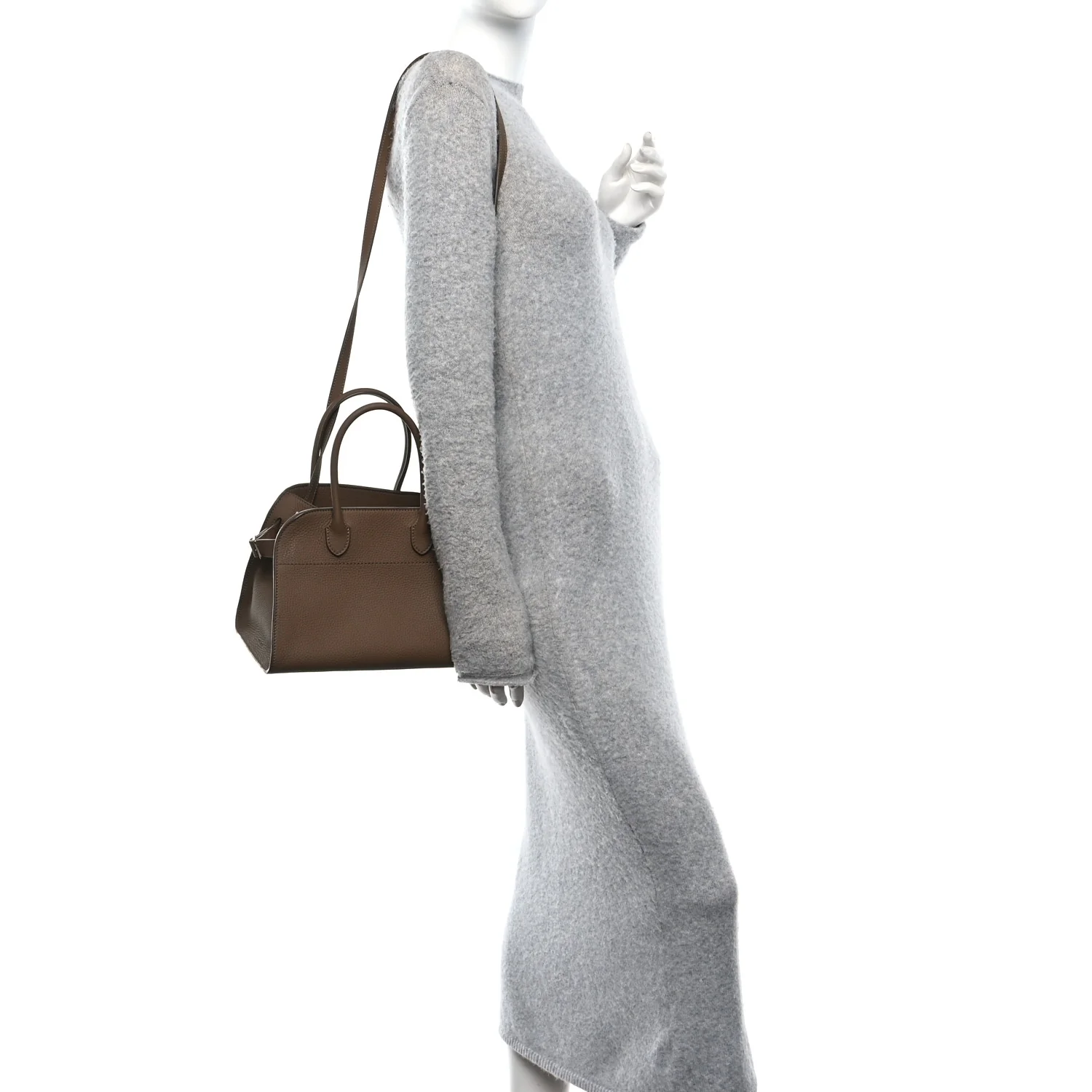Grained Calfskin Soft Margaux 10 Bag Dark Taupe - Image 2
