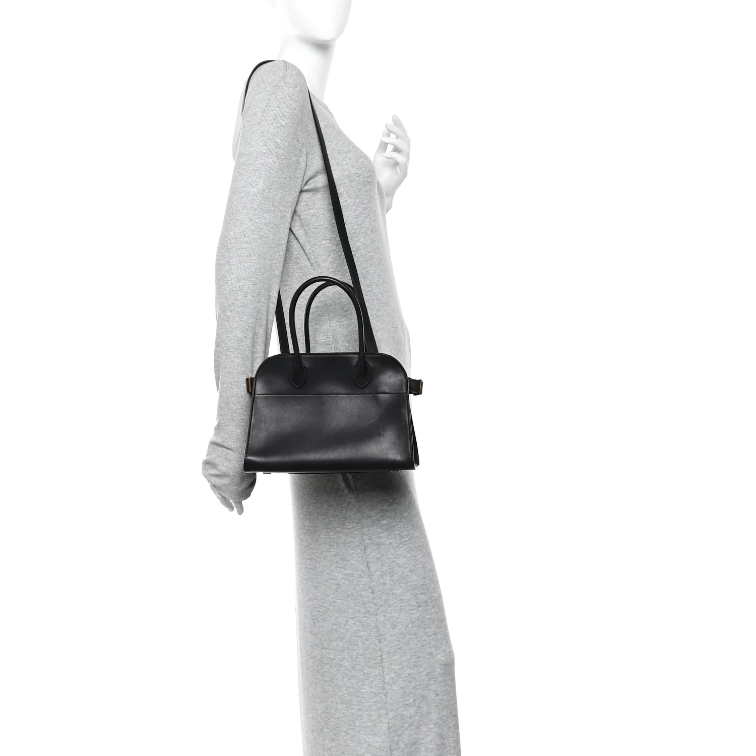 Polished Saddle Calfskin Soft Margaux 10 Bag Black - Image 2