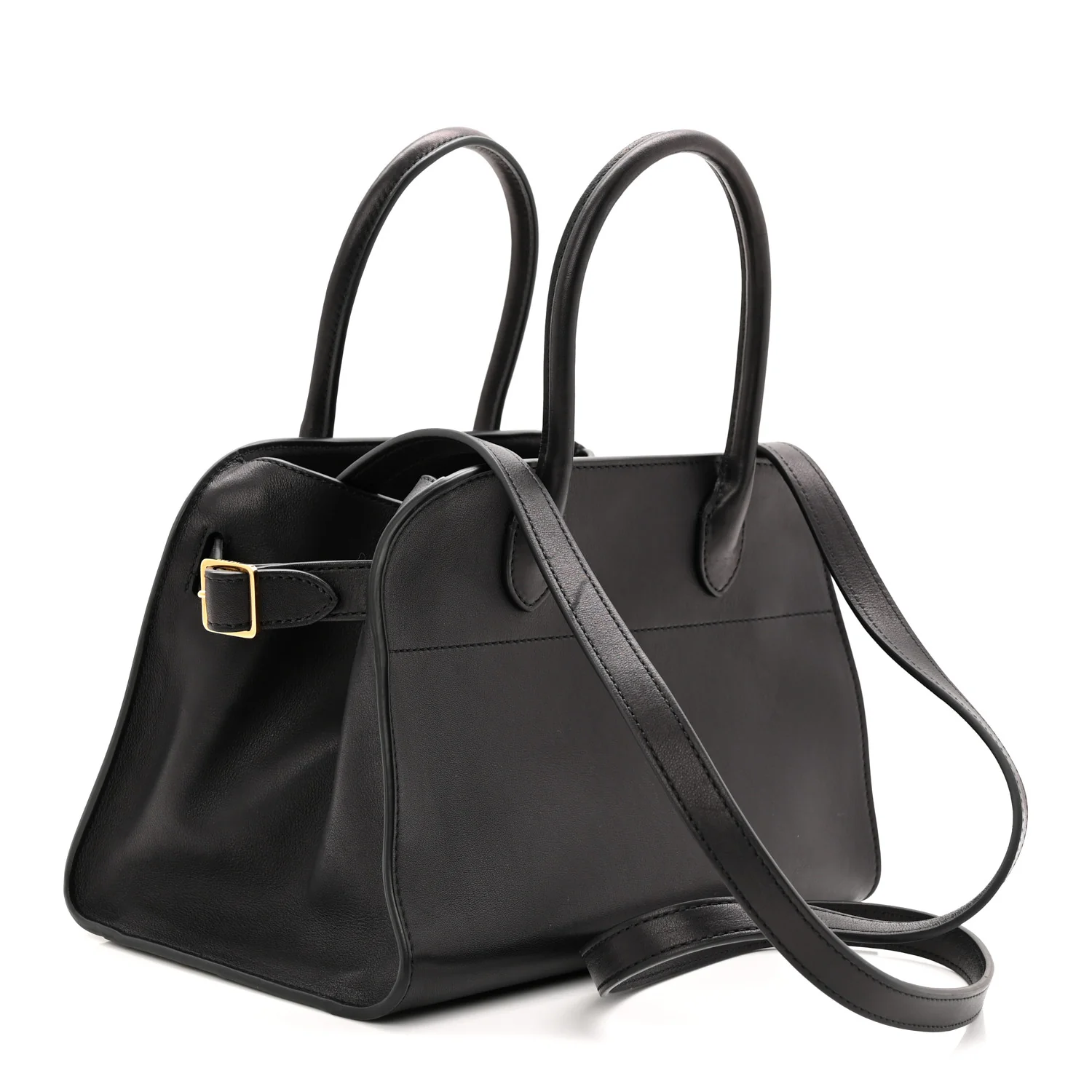 Polished Saddle Calfskin Soft Margaux 10 Bag Black - Image 3