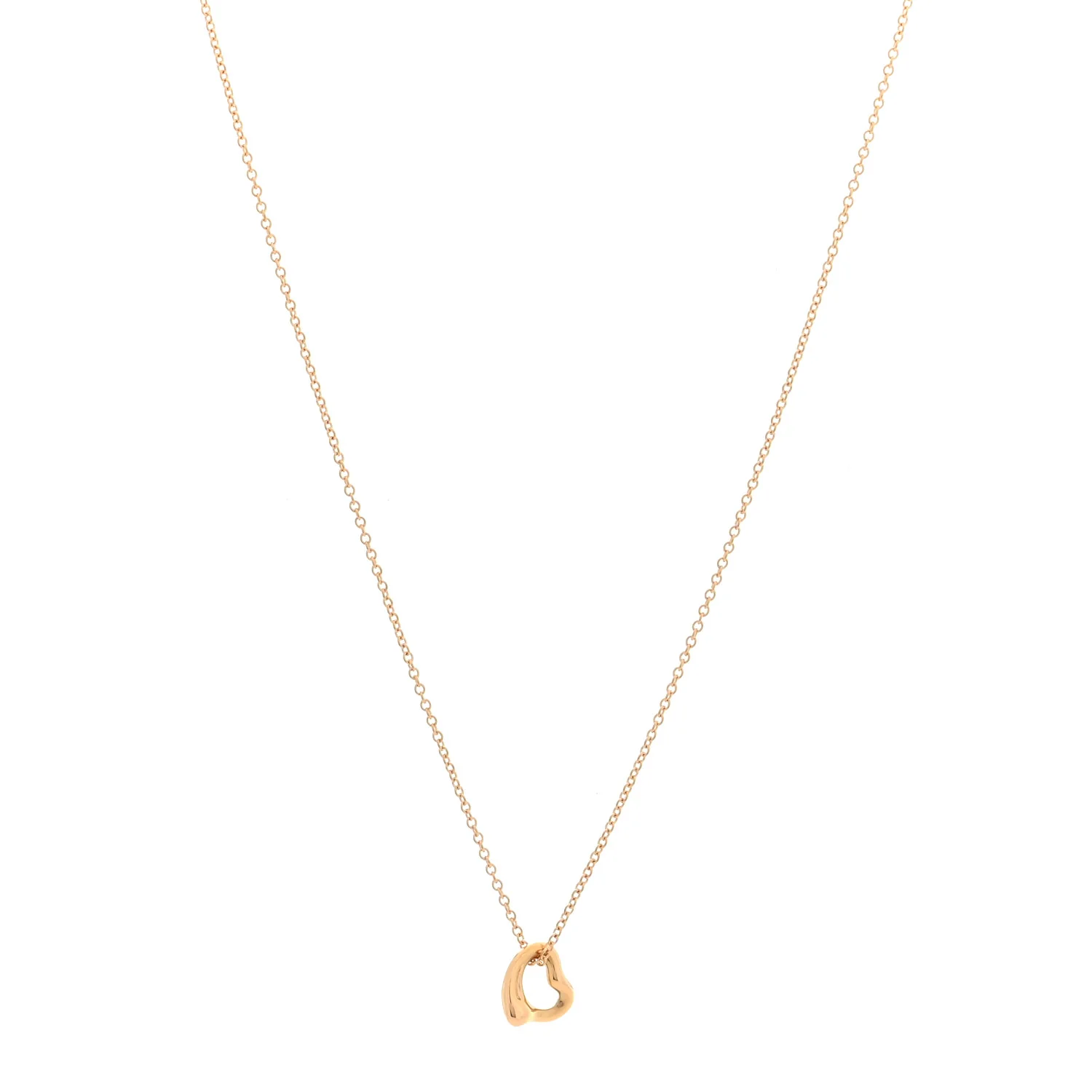 18K Rose Gold 7mm Elsa Peretti Open Heart Pendant Necklace