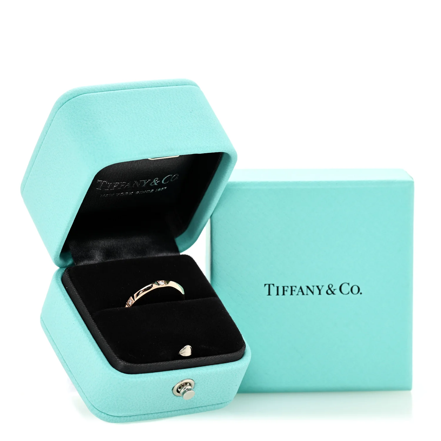 18K Rose Gold Diamond 2.5mm Tiffany True Band Ring 49 5 - Image 5
