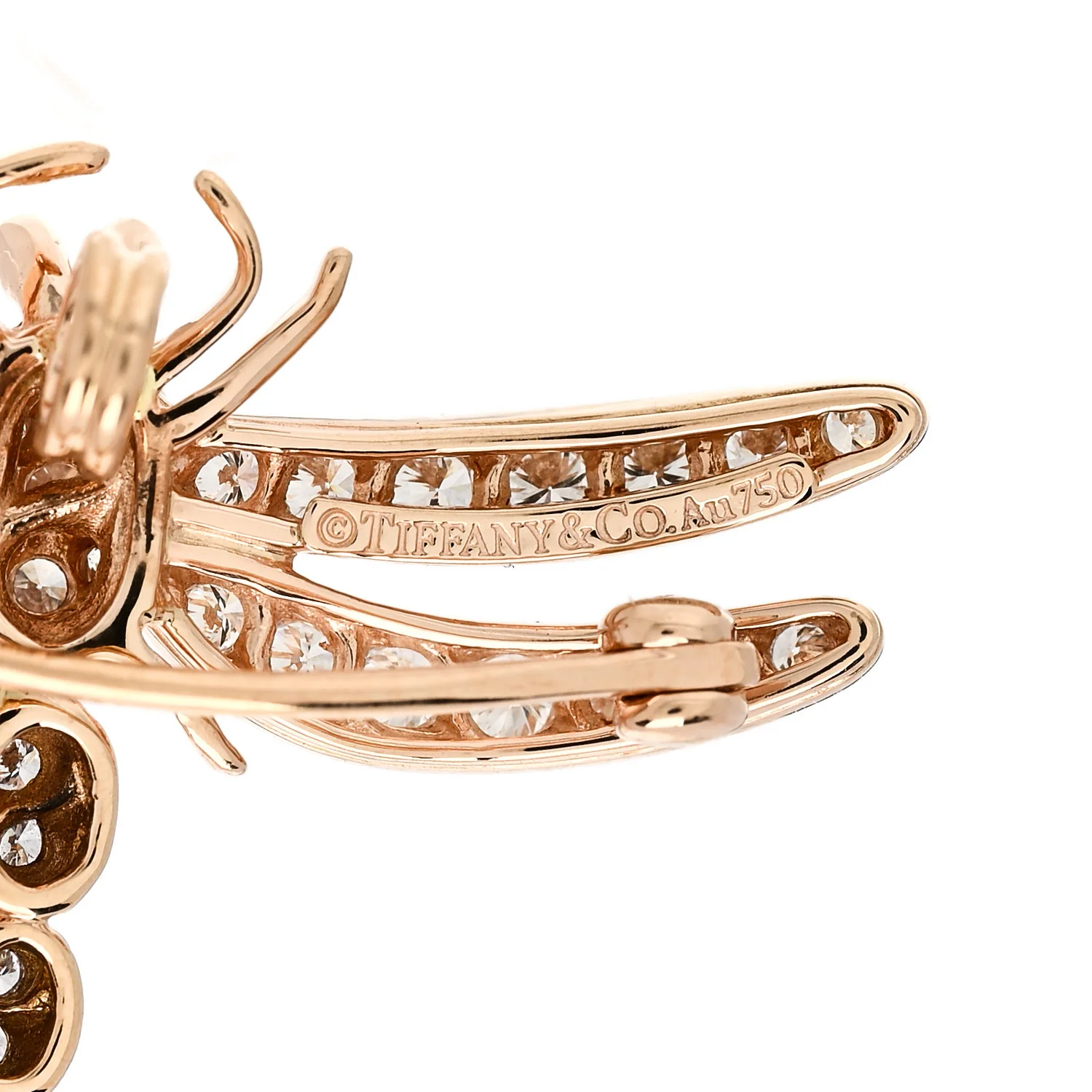 18K Rose Gold Diamond Blue Sapphire Dragonfly Brooch Pin - Image 4