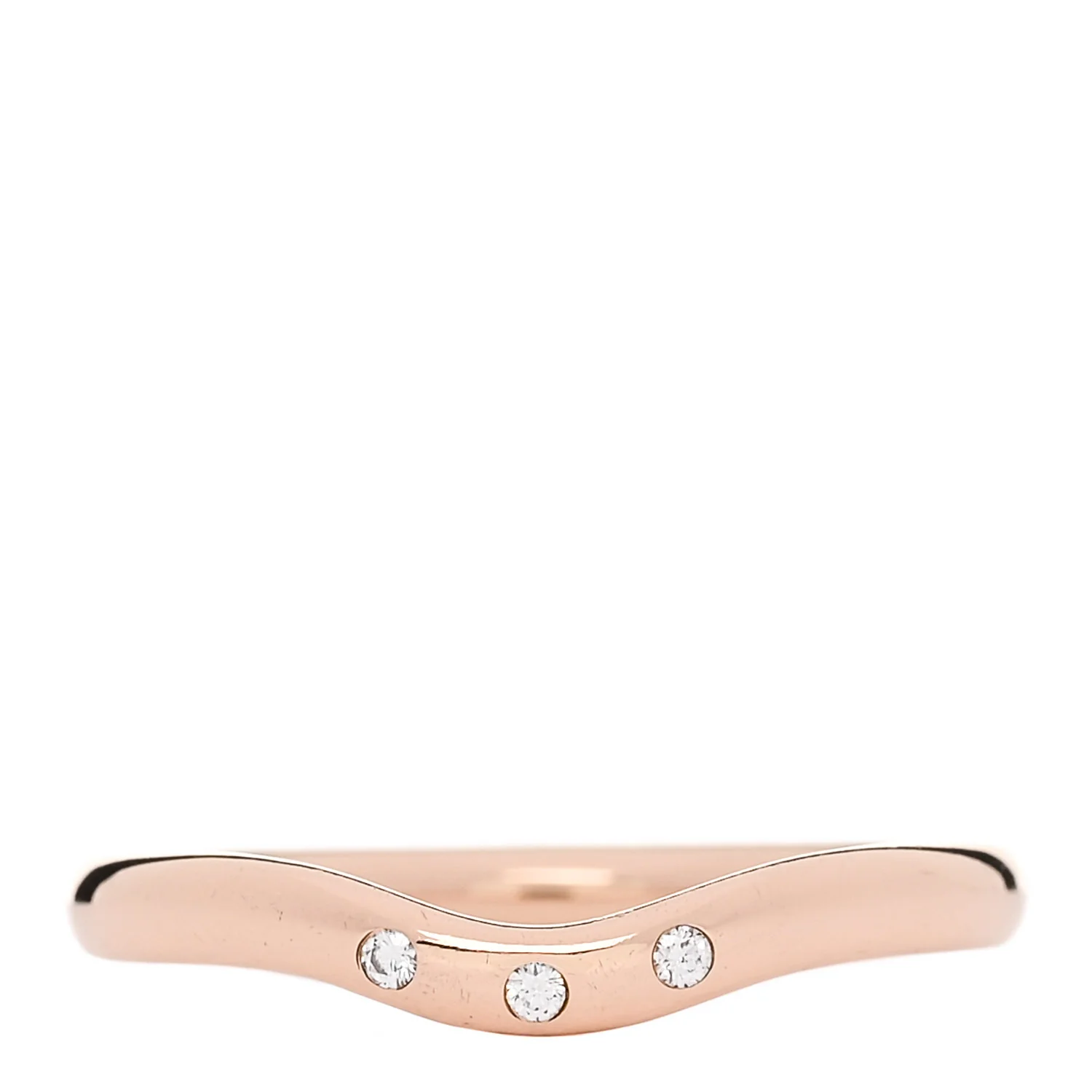 18K Rose Gold Diamond Elsa Peretti Wedding Band Ring 50 5.5