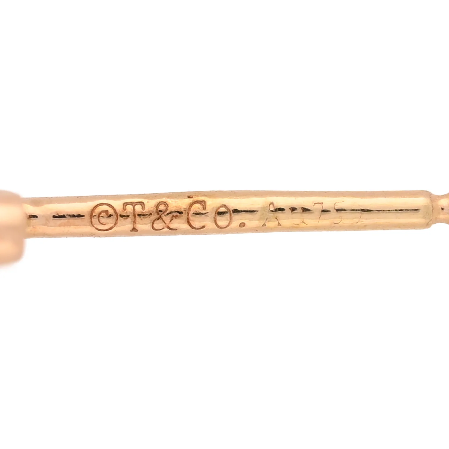18K Rose Gold Diamond Fleur de Lis Key Bar Earrings - Image 4