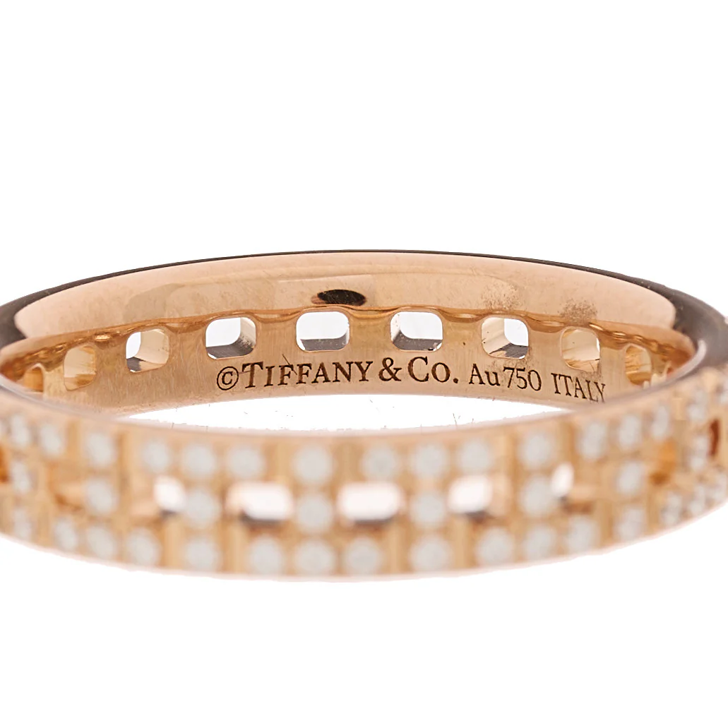 18K Rose Gold Diamond Narrow T True Band Ring 49 5 - Image 3