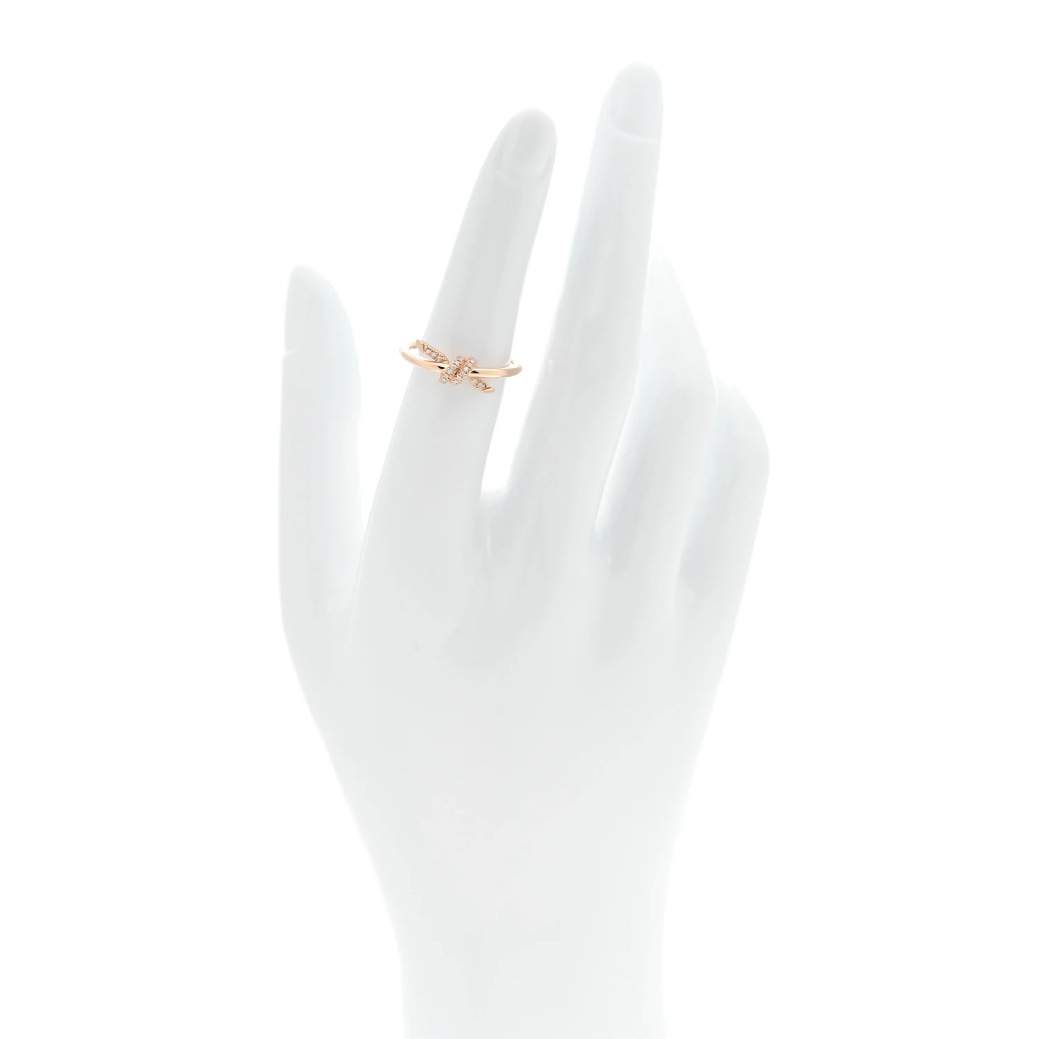 18K Rose Gold Diamond Small Knot Ring 52 6 - Image 2