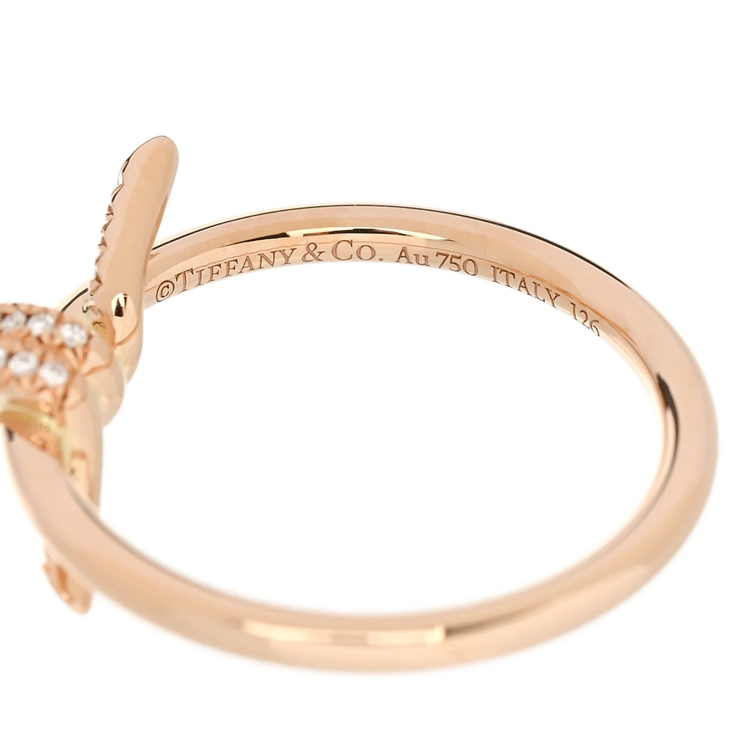 18K Rose Gold Diamond Small Knot Ring 52 6 - Image 4