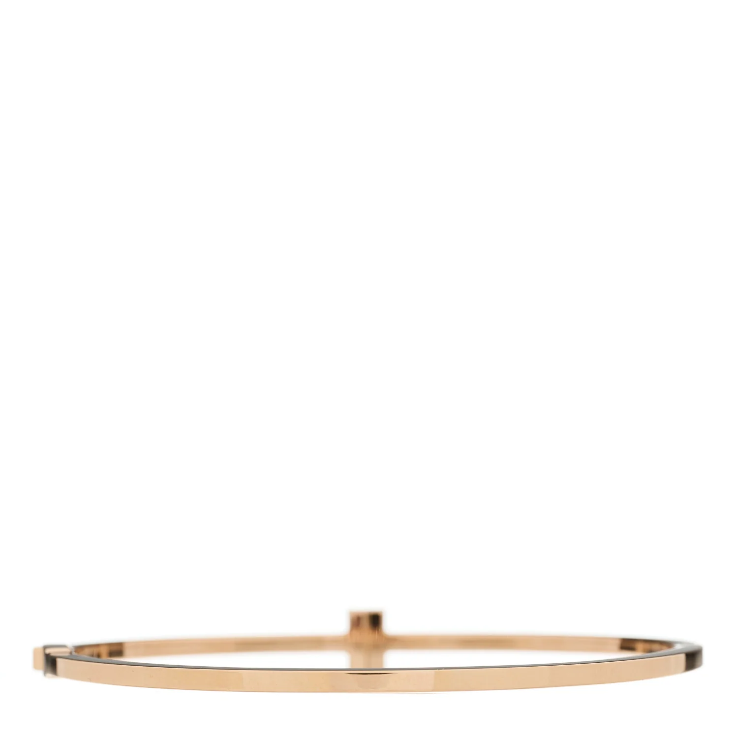 18K Rose Gold Diamond T Hinged Wire Bangle Bracelet - Image 2