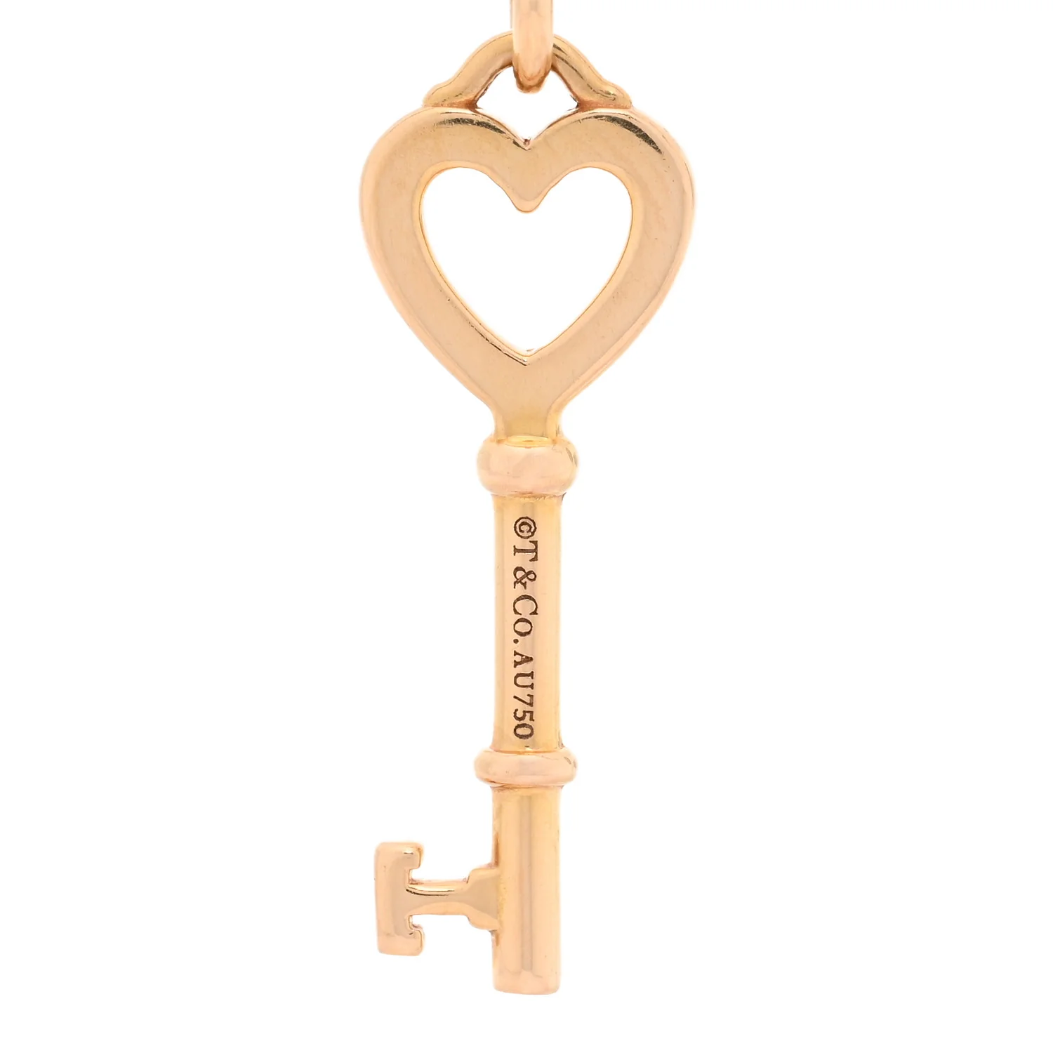 18K Rose Gold Mini Heart Key Pendant - Image 3