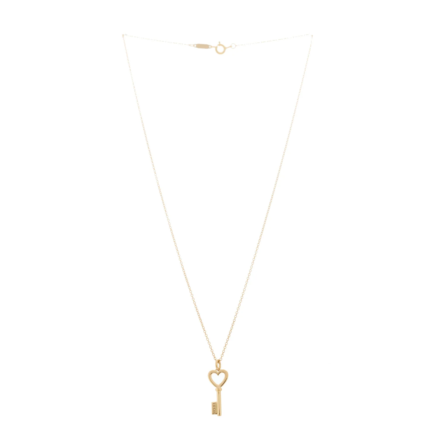 18K Rose Gold Mini Heart Key Pendant Necklace - Image 3