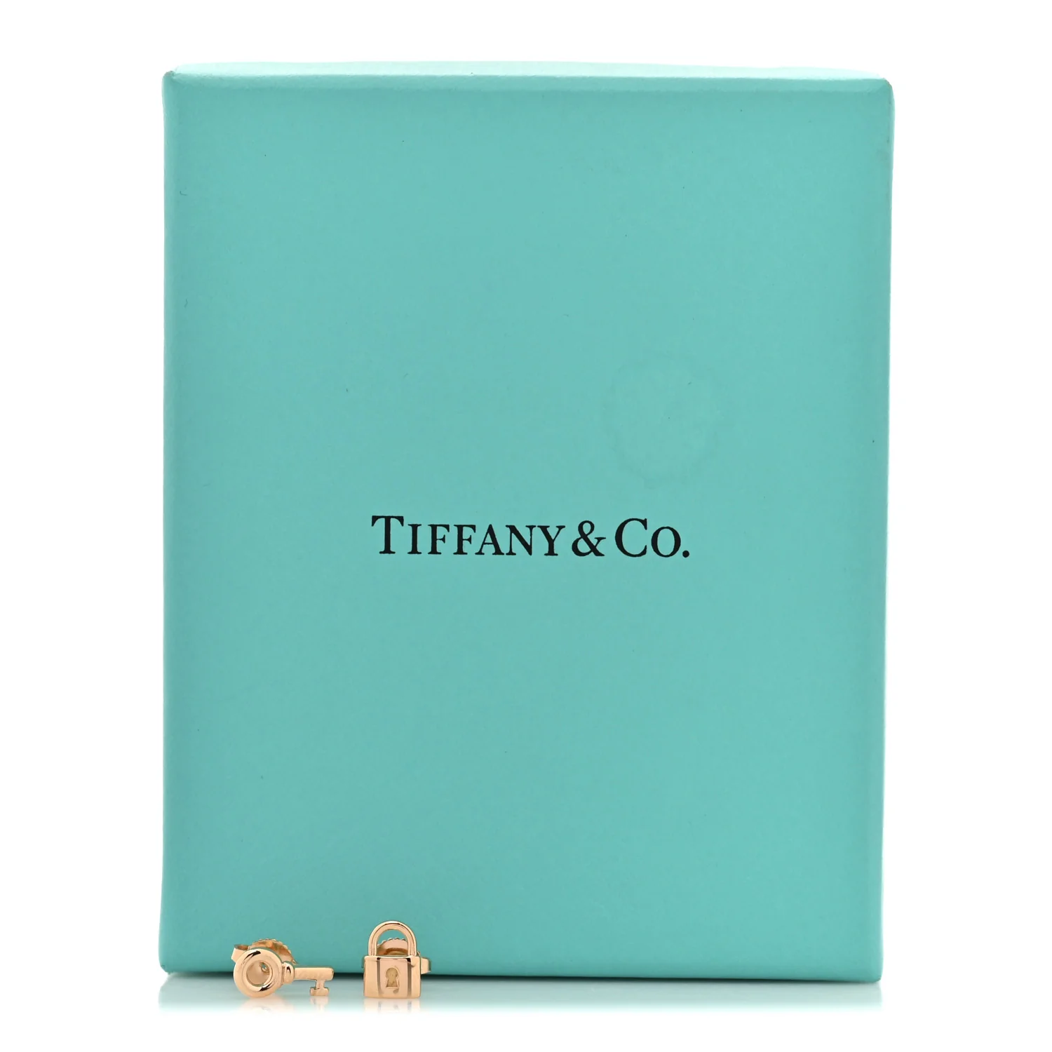 18K Rose Gold Mini Key and Lock Earrings - Image 5
