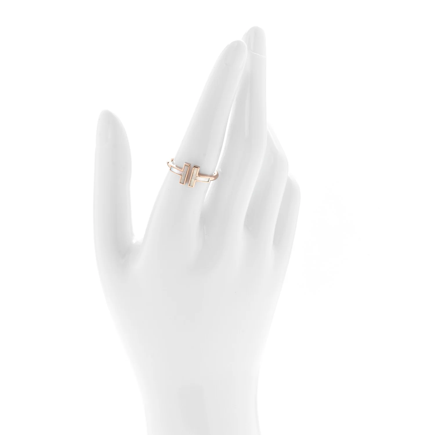 18K Rose Gold Mother of Pearl T Wire Ring 54 7 - Image 2