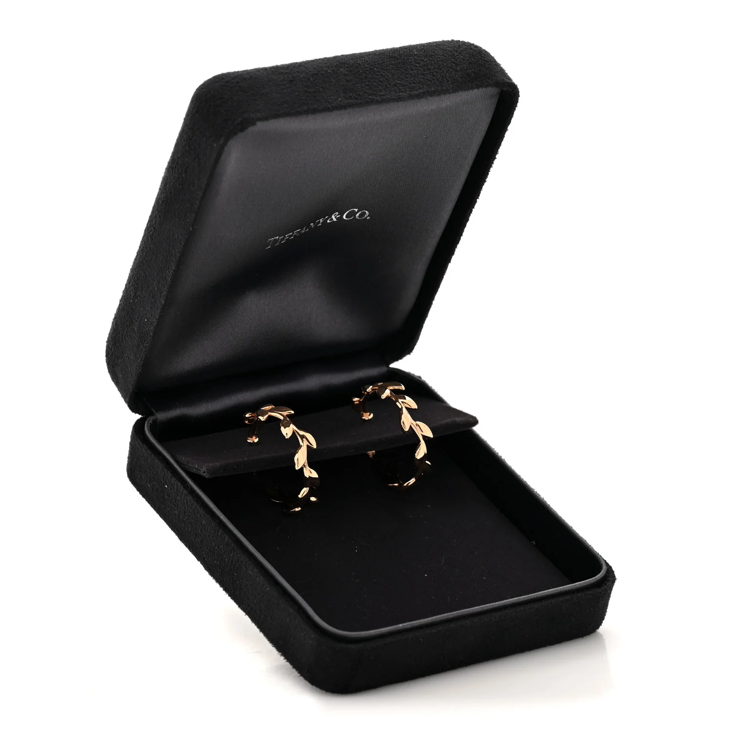 18K Rose Gold Paloma Picasso Olive Leaf Hoop Earrings - Image 5