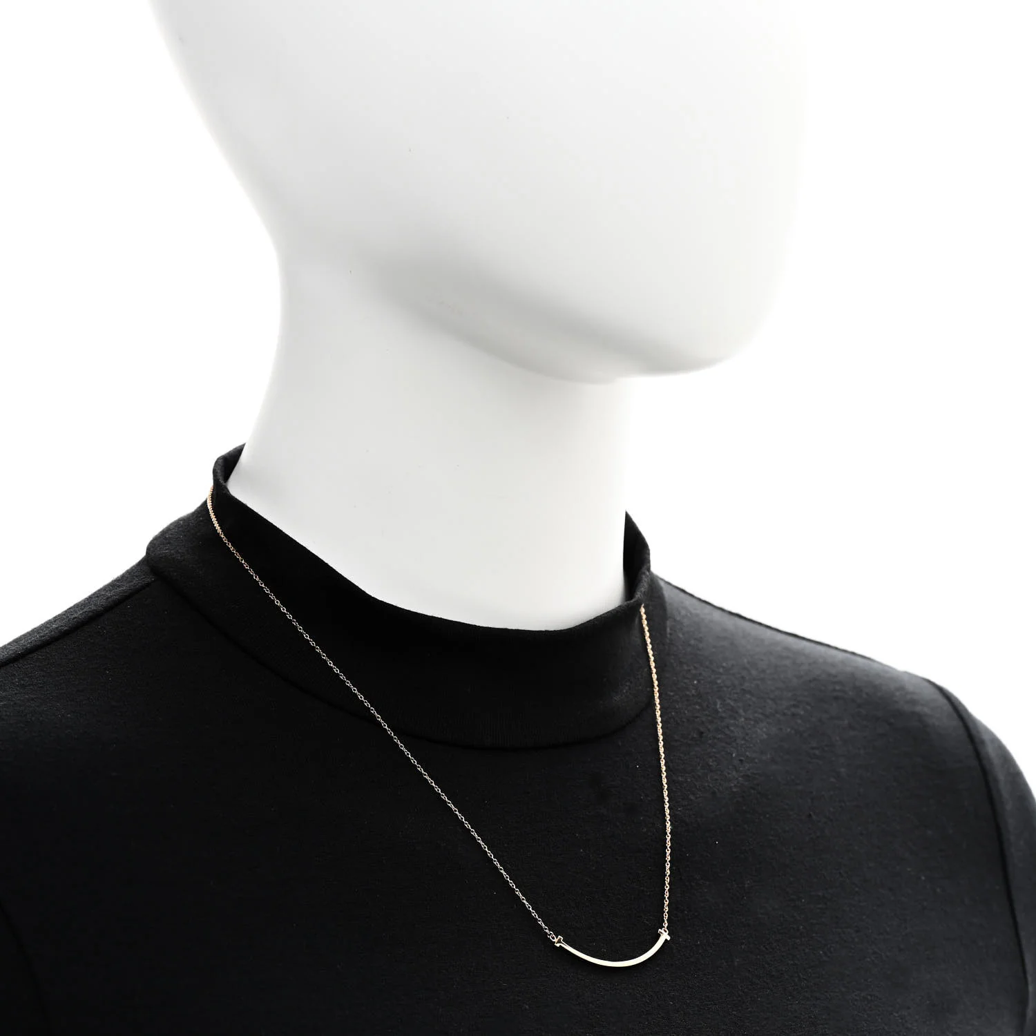 18K Rose Gold Small T Smile Pendant Necklace - Image 2