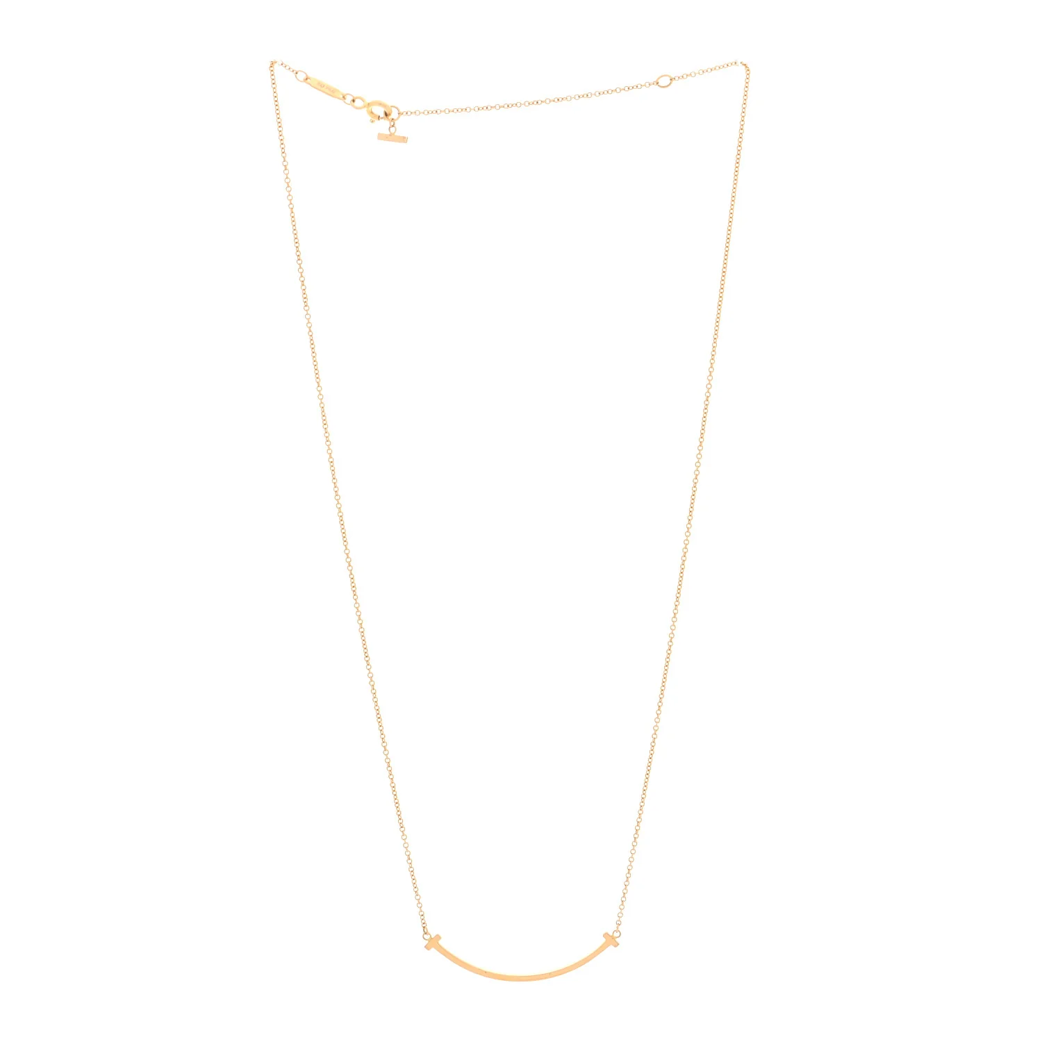 18K Rose Gold Small T Smile Pendant Necklace - Image 2