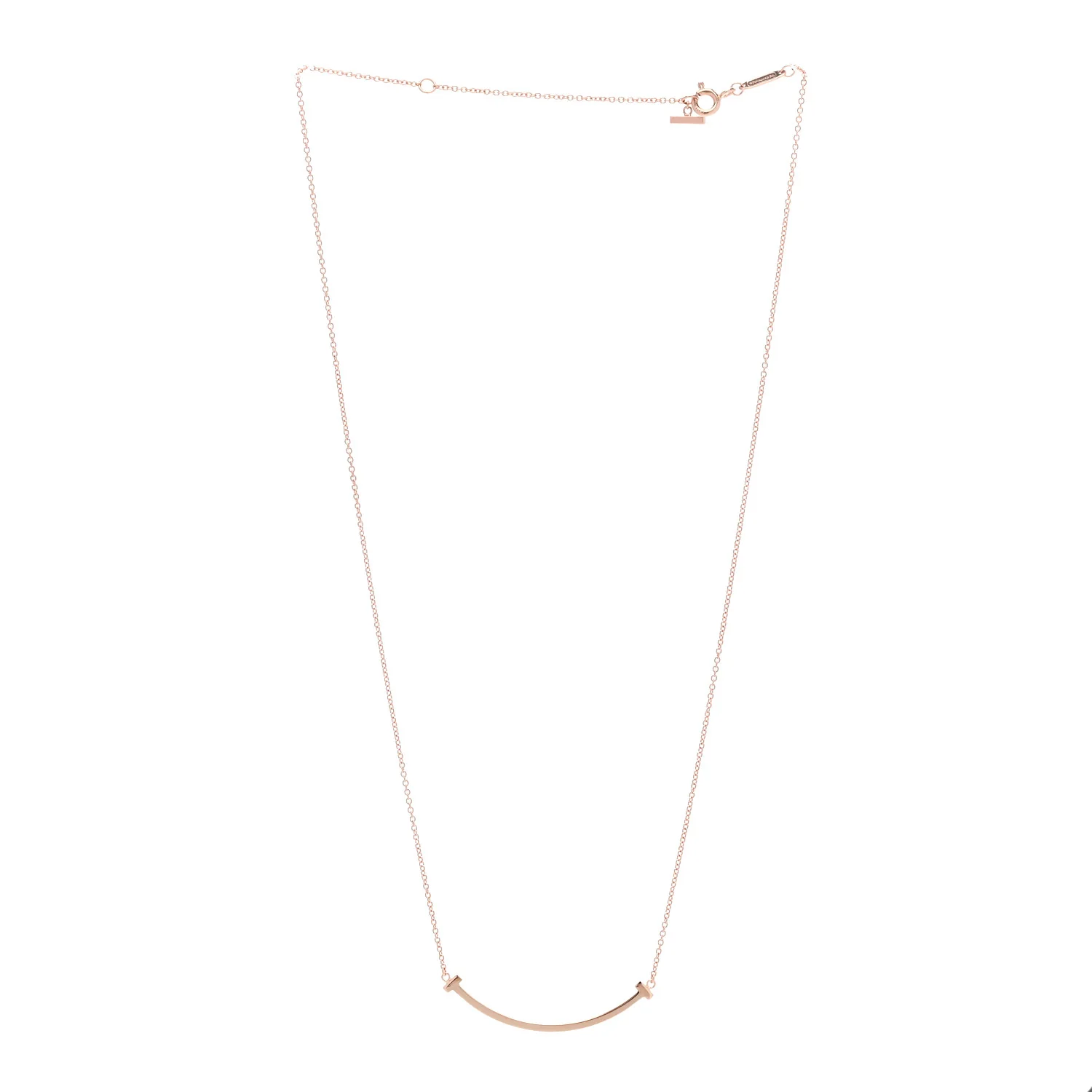 18K Rose Gold Small T Smile Pendant Necklace - Image 3