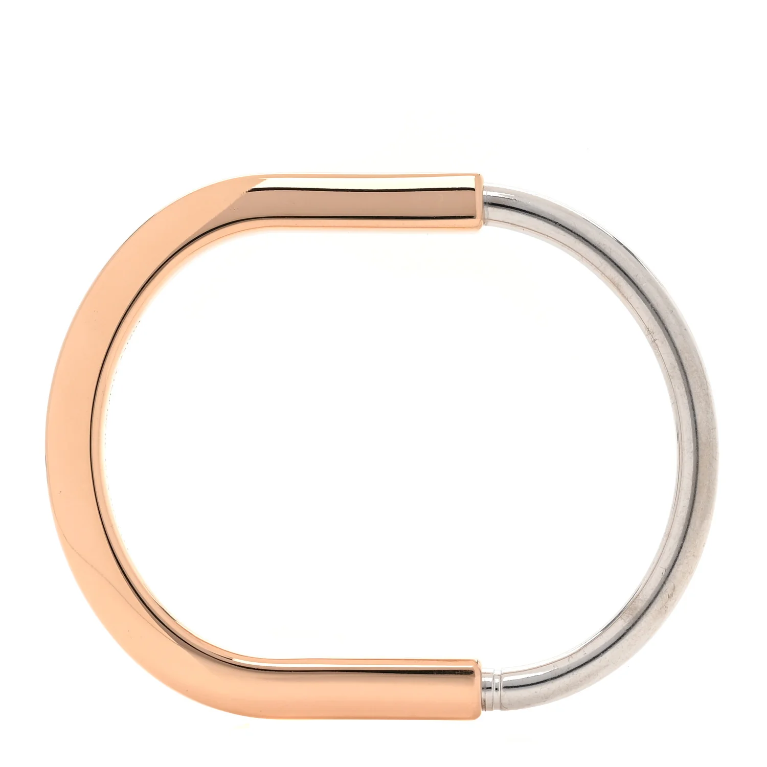 18K Rose White Gold Tiffany Lock Bangle Bracelet - Image 3