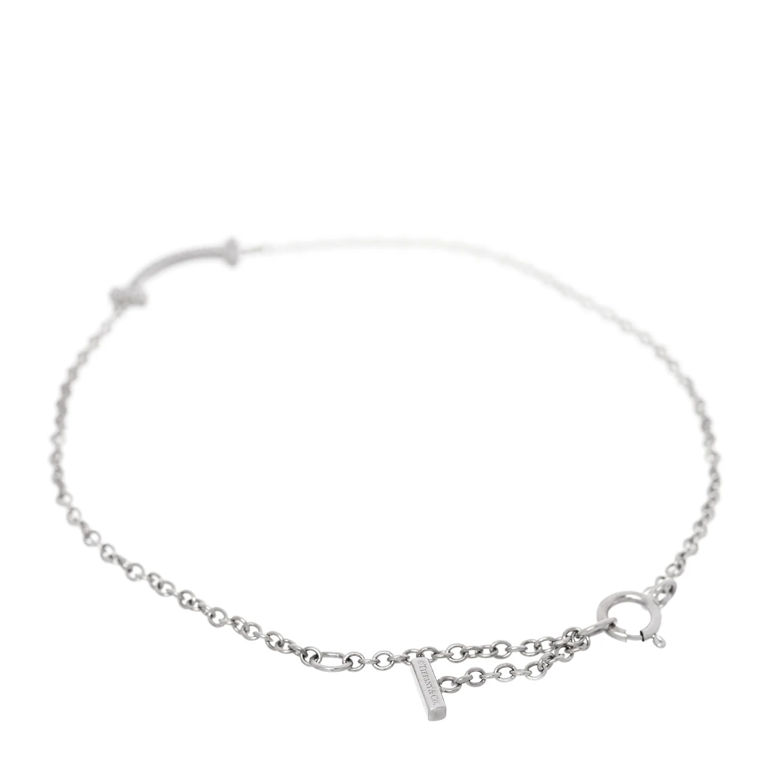 18K White Gold Diamond Mini T Smile Bracelet - Image 2