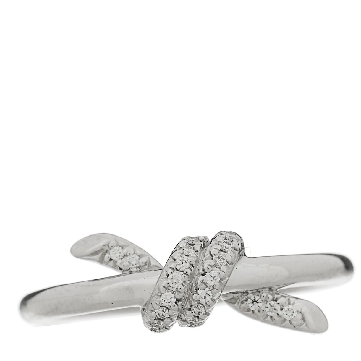 18K White Gold Diamond Small Knot Ring 47 4