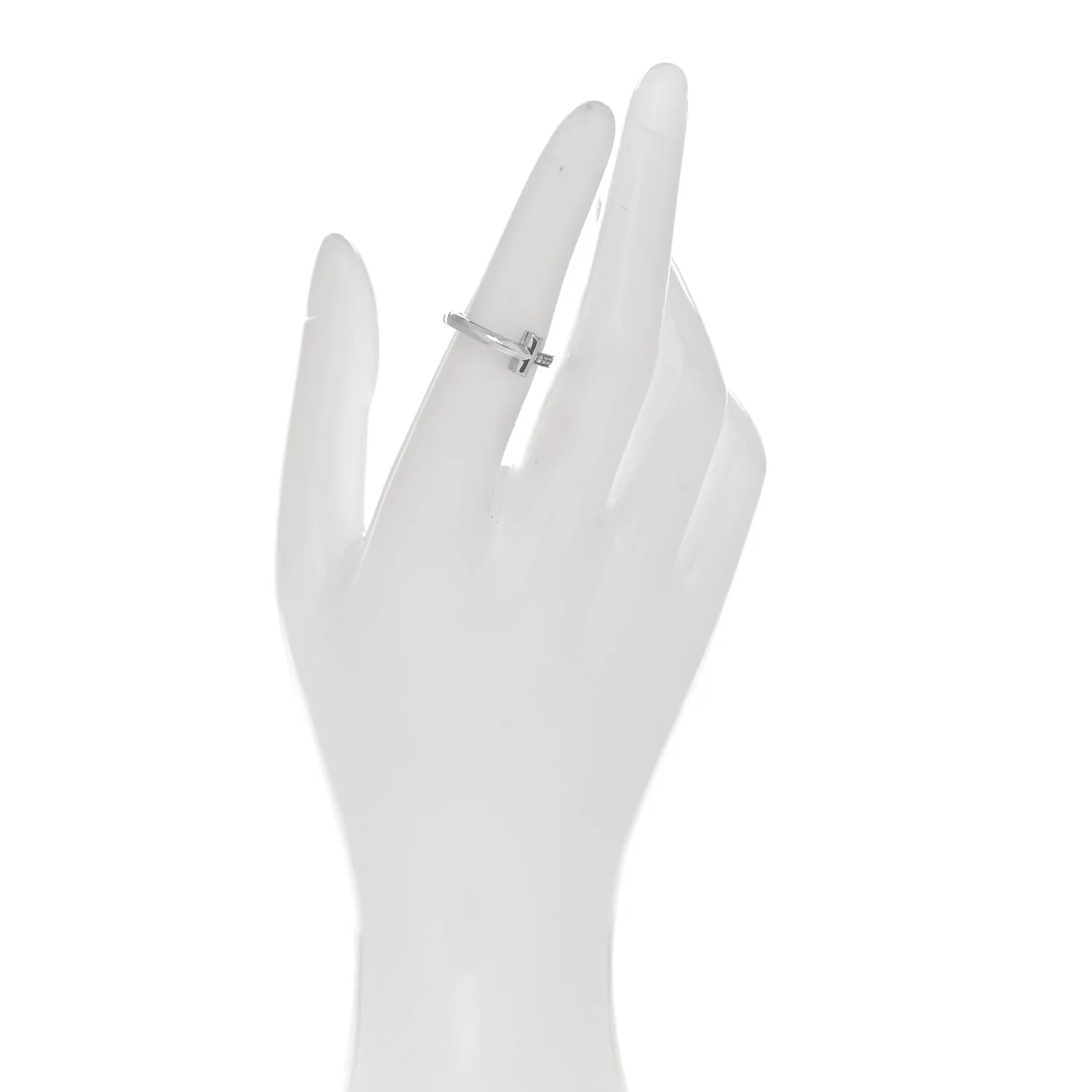 18K White Gold Diamond T T1 Ring 50 5.5 - Image 2