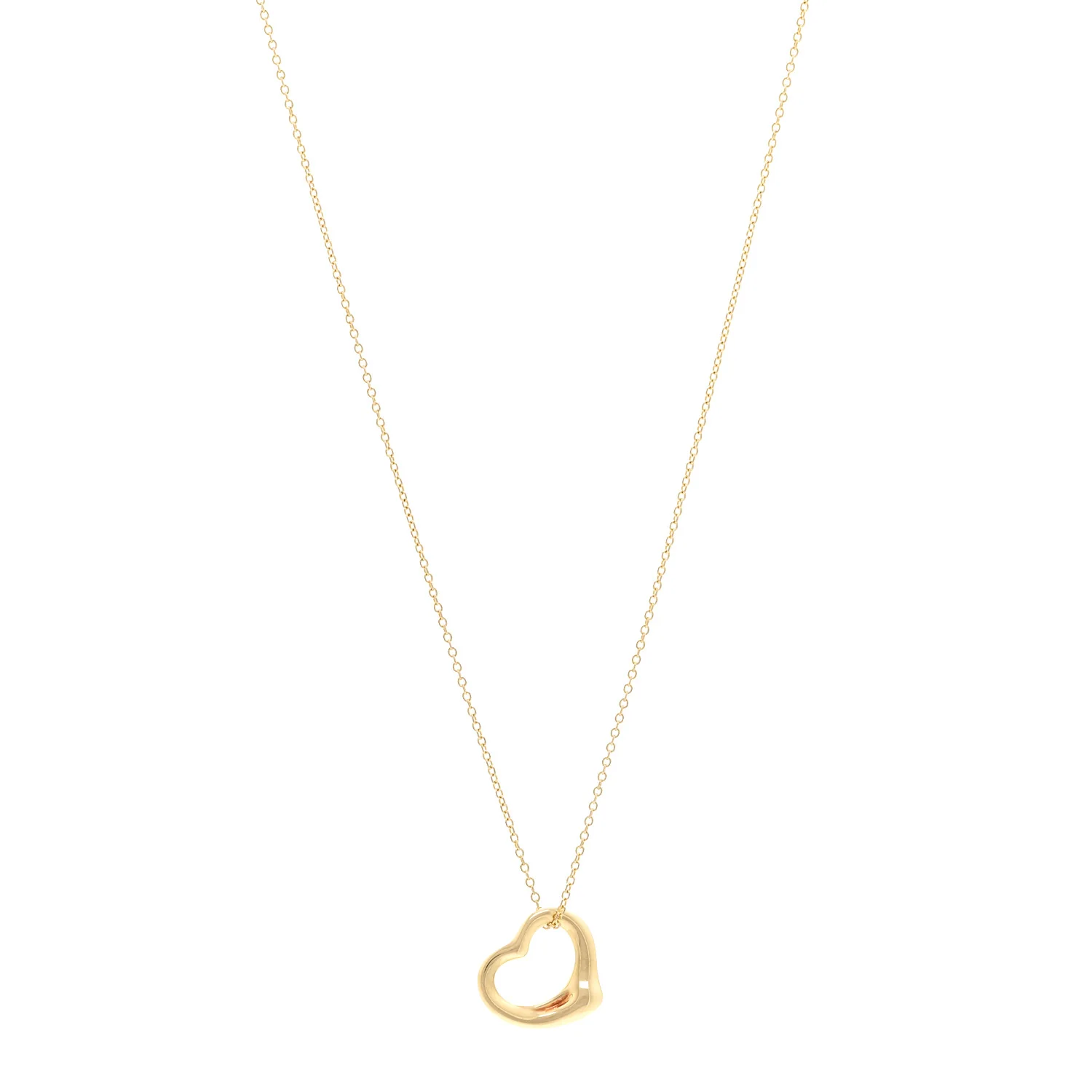 18K Yellow Gold 16mm Elsa Peretti Open Heart Pendant Necklace