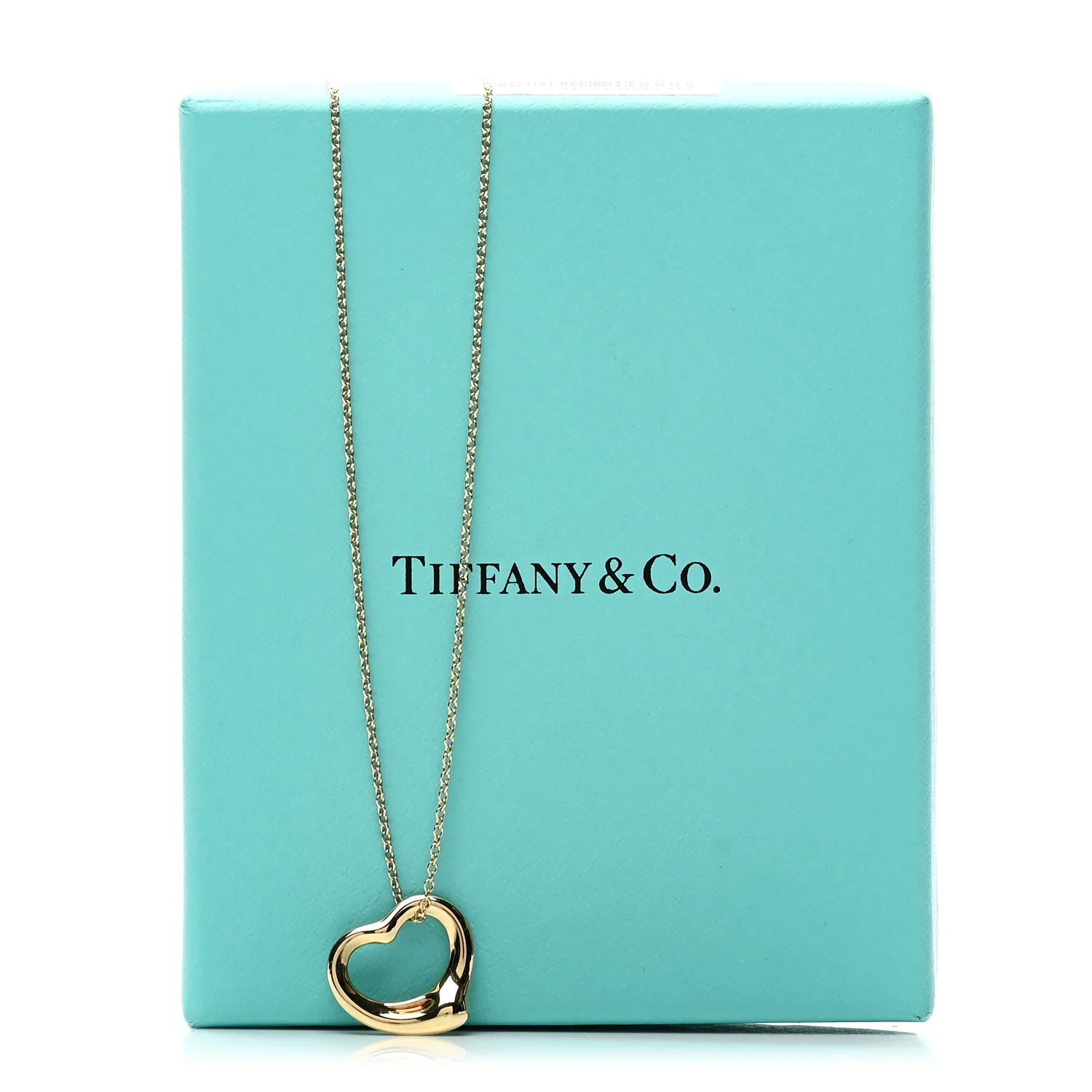 18K Yellow Gold 16mm Elsa Peretti Open Heart Pendant Necklace - Image 6