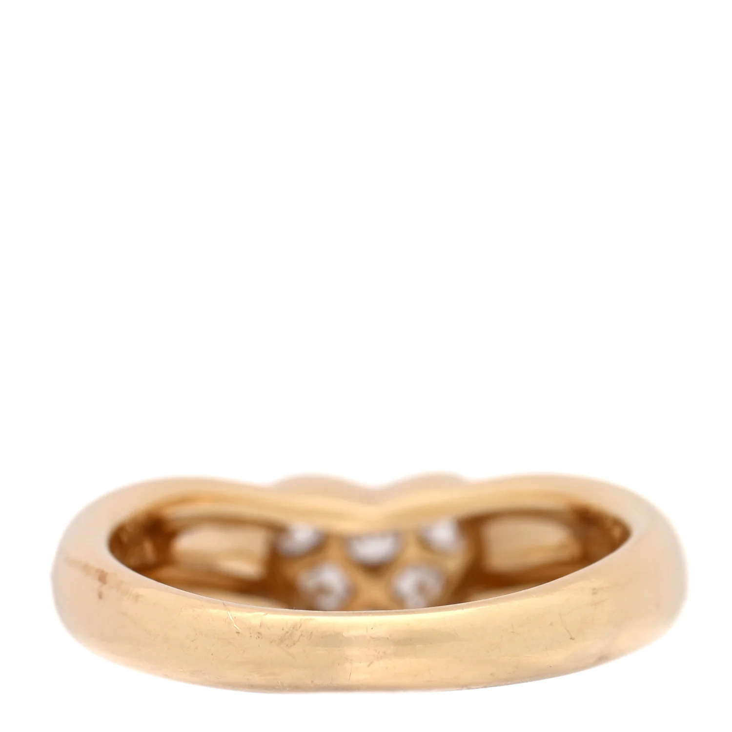 18K Yellow Gold Diamond Heart Band Ring 49 5 - Image 3