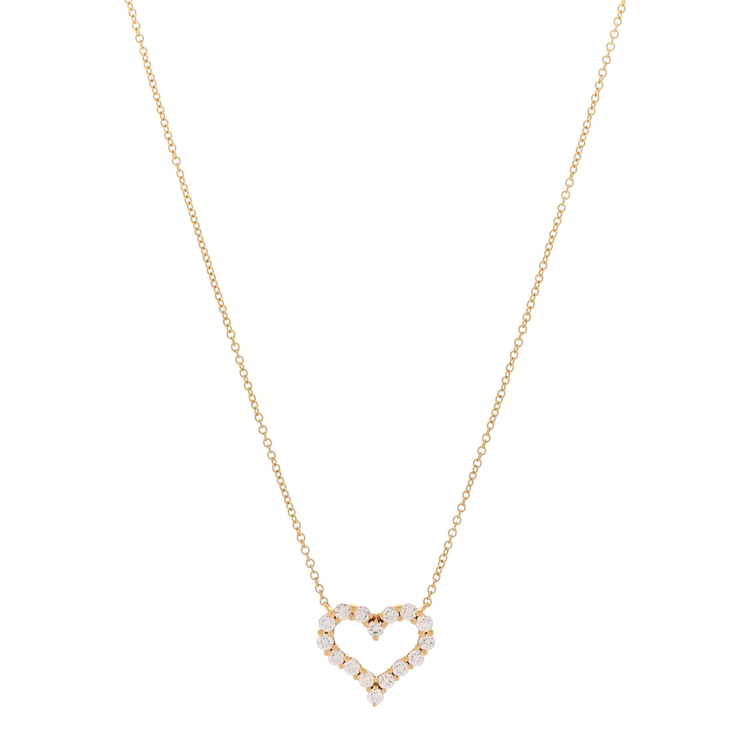 18K Yellow Gold Diamond Small Heart Pendant Necklace