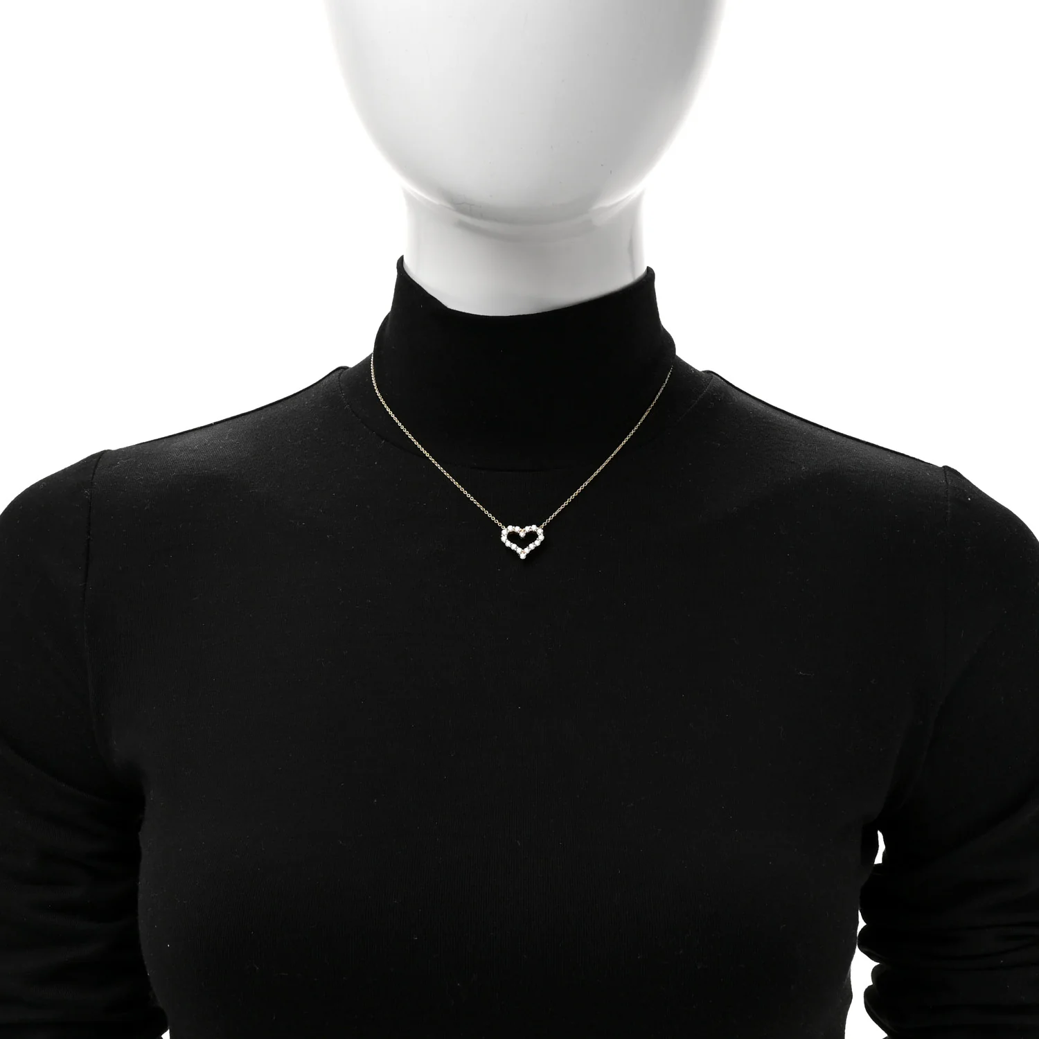 18K Yellow Gold Diamond Small Heart Pendant Necklace - Image 2
