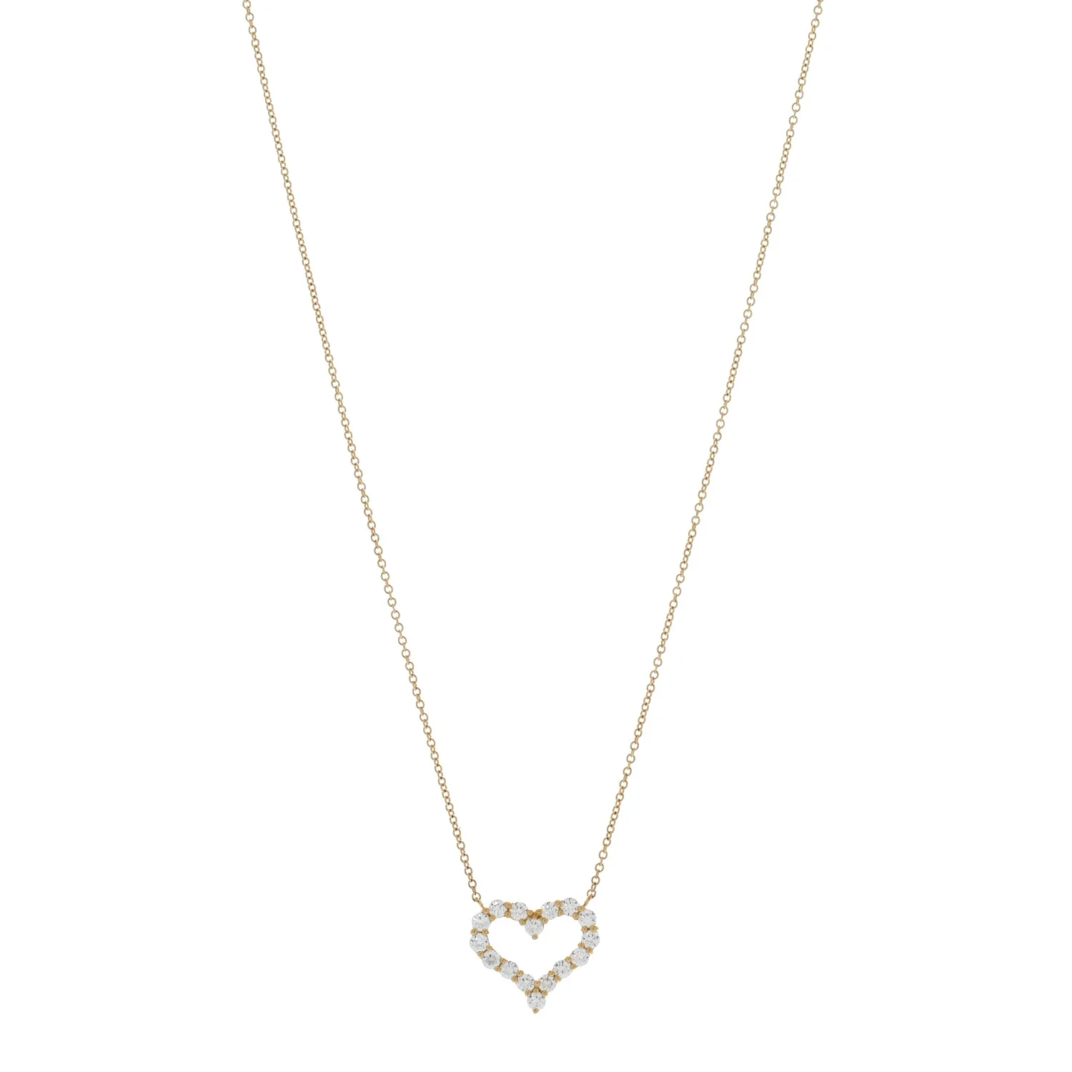 18K Yellow Gold Diamond Small Heart Pendant Necklace