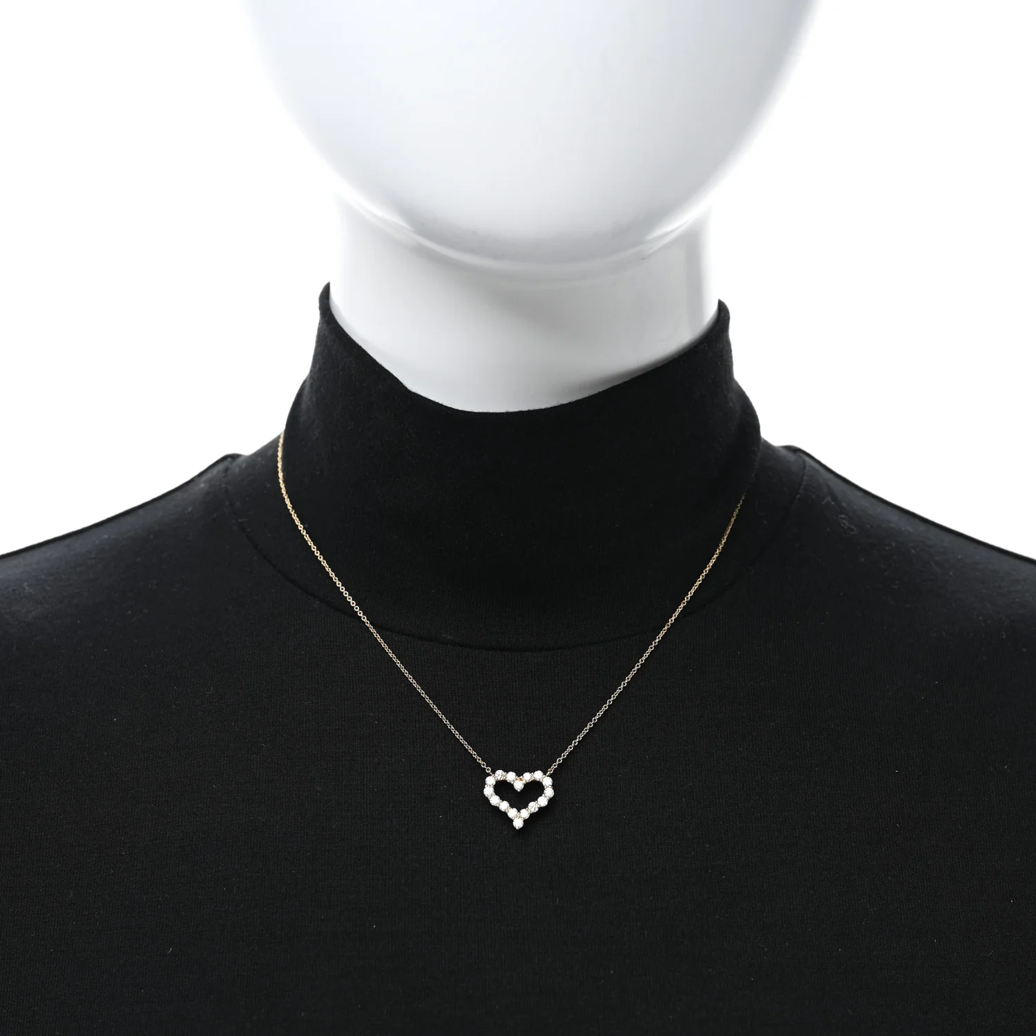 18K Yellow Gold Diamond Small Heart Pendant Necklace - Image 2
