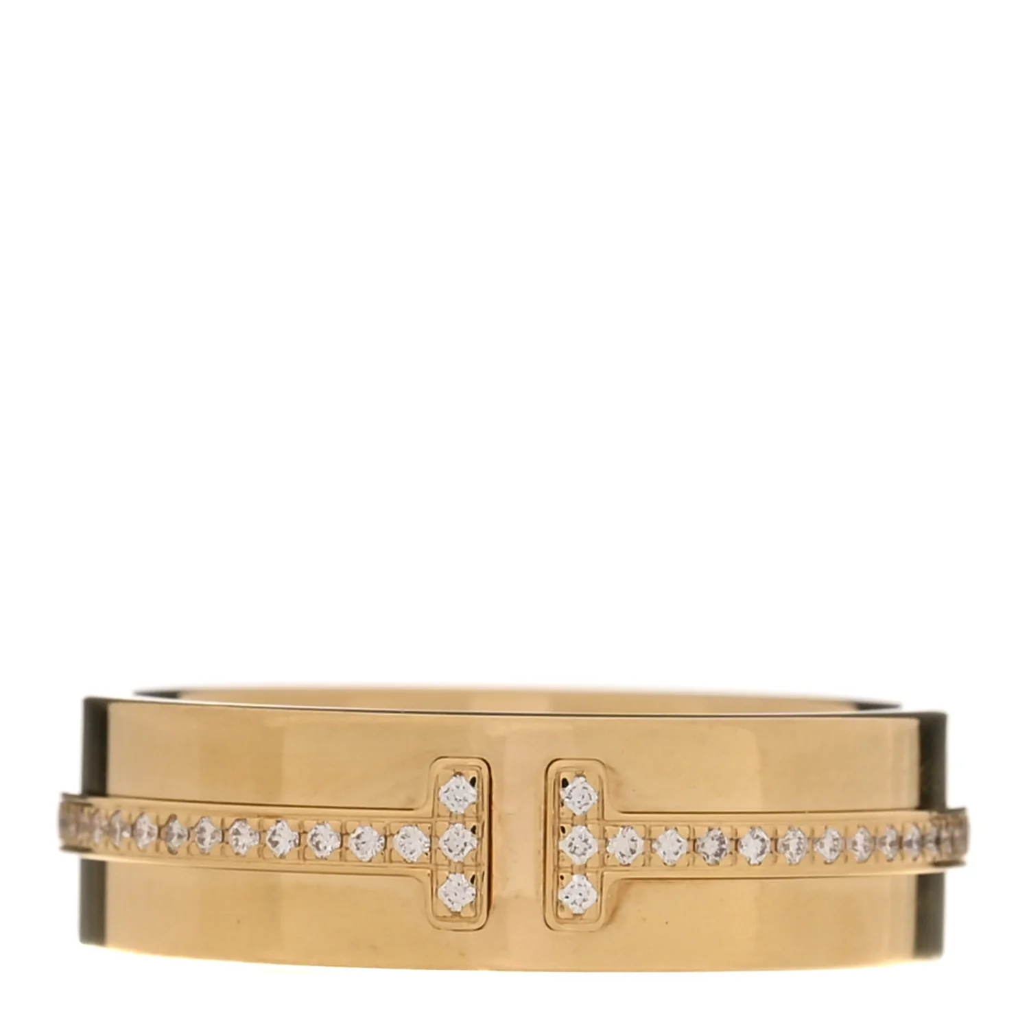 18K Yellow Gold Diamond Wide T Two Ring 50 5.5