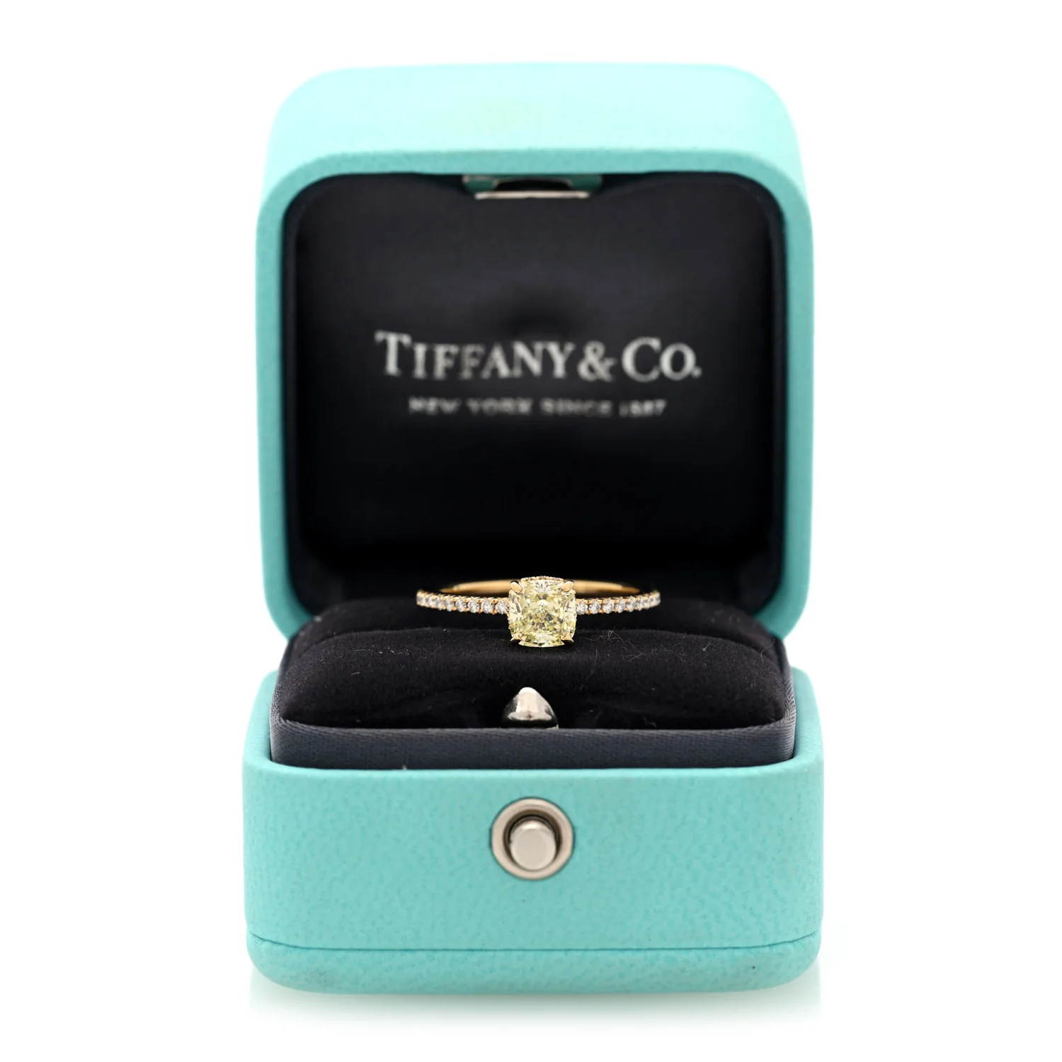 18K Yellow Gold Fancy Yellow Diamond 1.07ct Novo Cushion Cut Engagement Ring 54 6.75 - Image 6