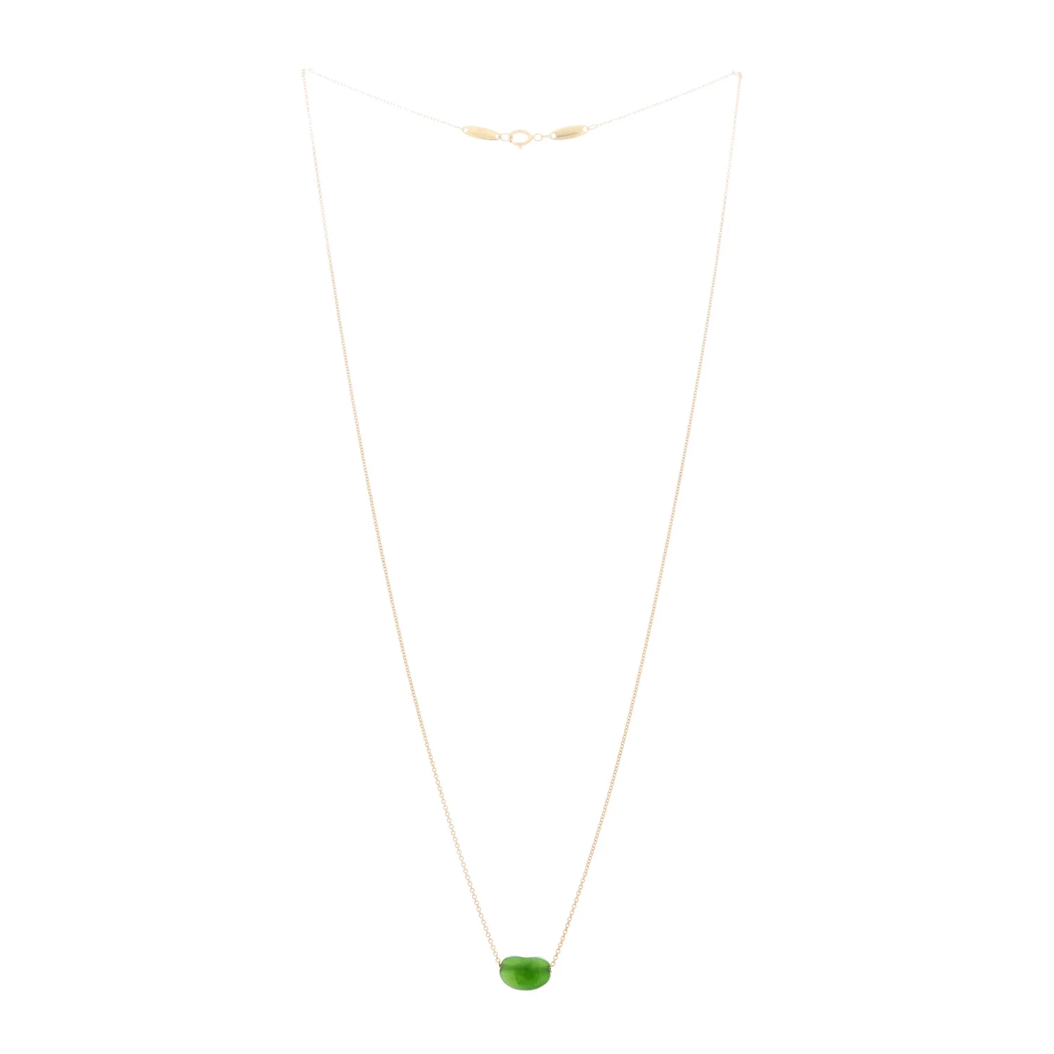 18K Yellow Gold Green Jade 9mm Elsa Peretti Bean Pendant Necklace - Image 3
