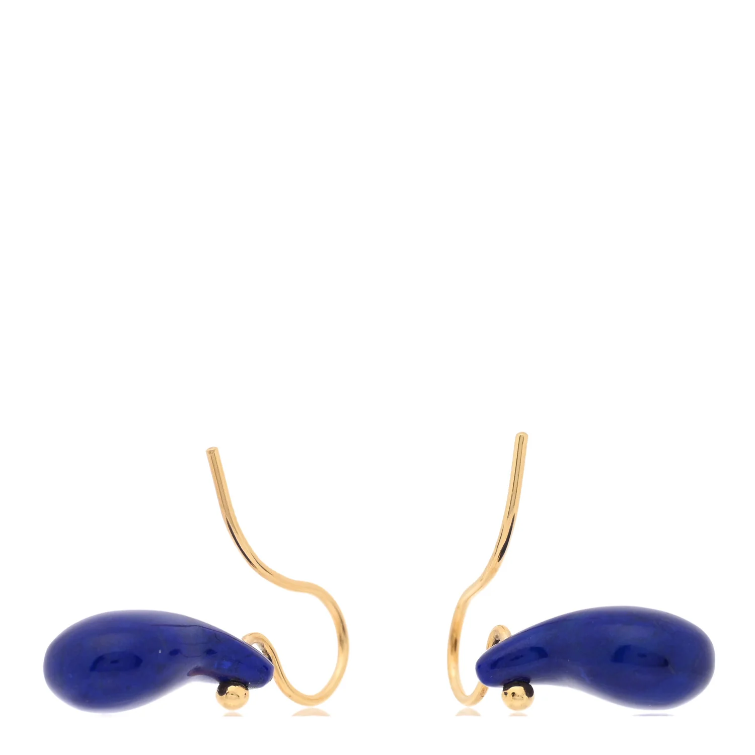 18K Yellow Gold Lapis Lazuli Elsa Peretti Teardrop Earrings - Image 3