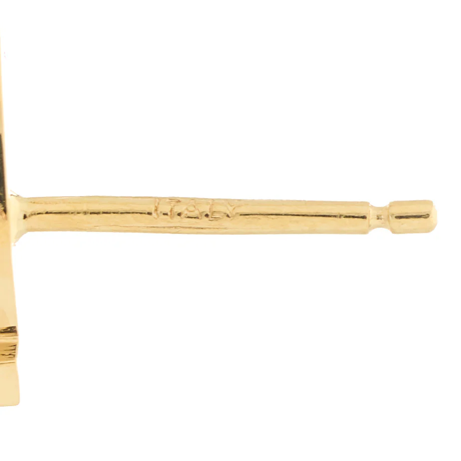 18K Yellow Gold T Smile Stud Earrings - Image 3