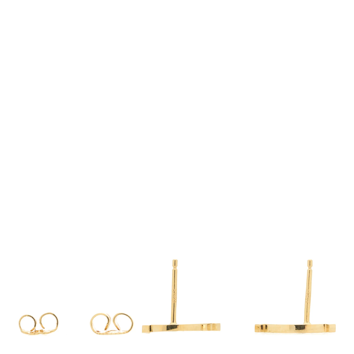 18K Yellow Gold T Smile Stud Earrings - Image 4