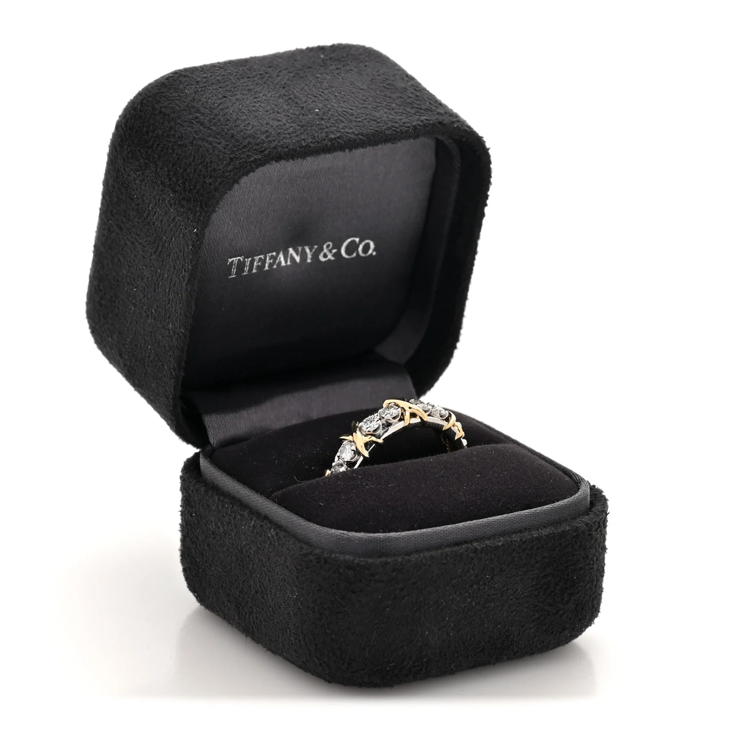 Platinum 18K Yellow Gold Diamond Schlumberger Sixteen Stone Ring 54 7 - Image 5