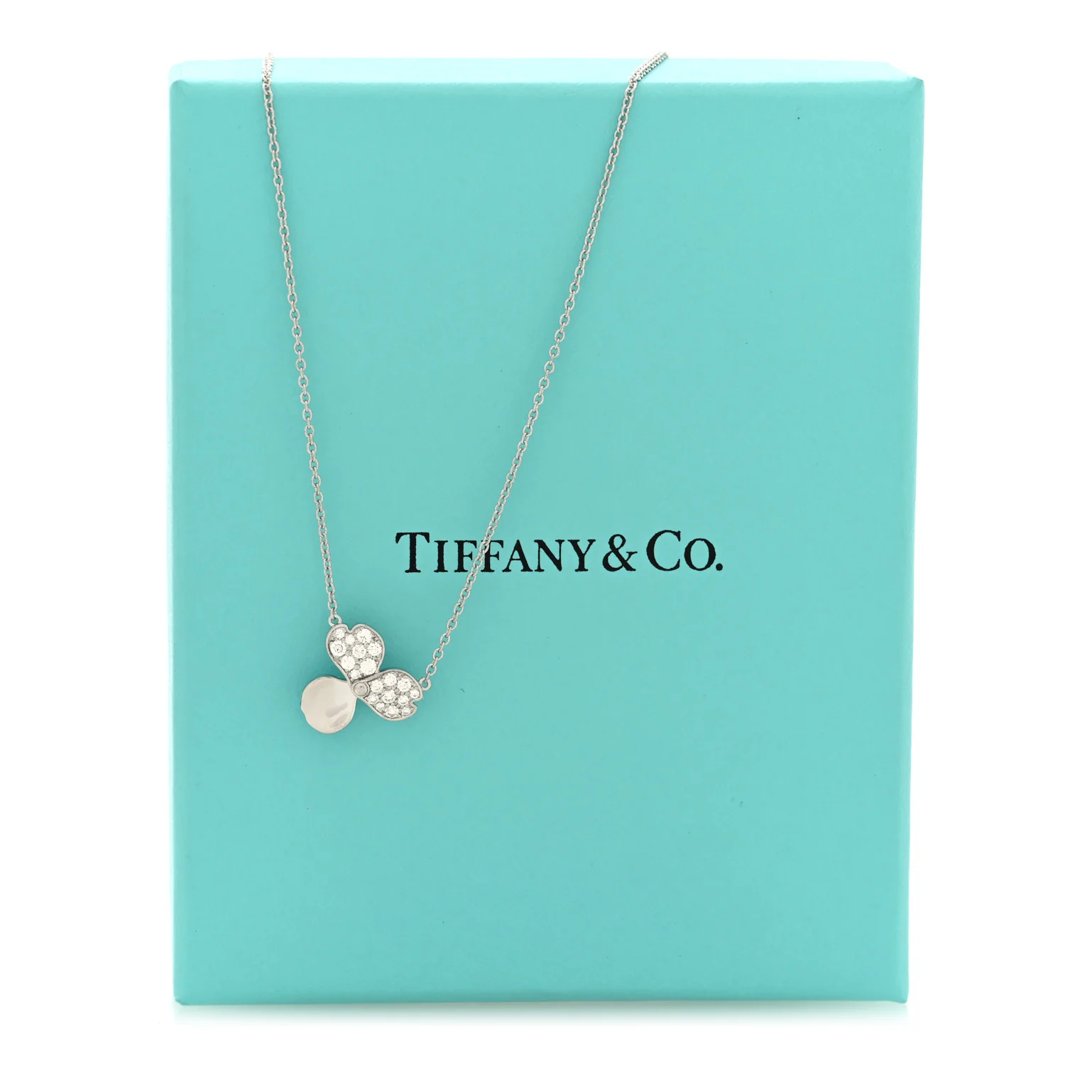 Platinum Diamond .17ctw Small Paper Flowers Pendant Necklace - Image 5