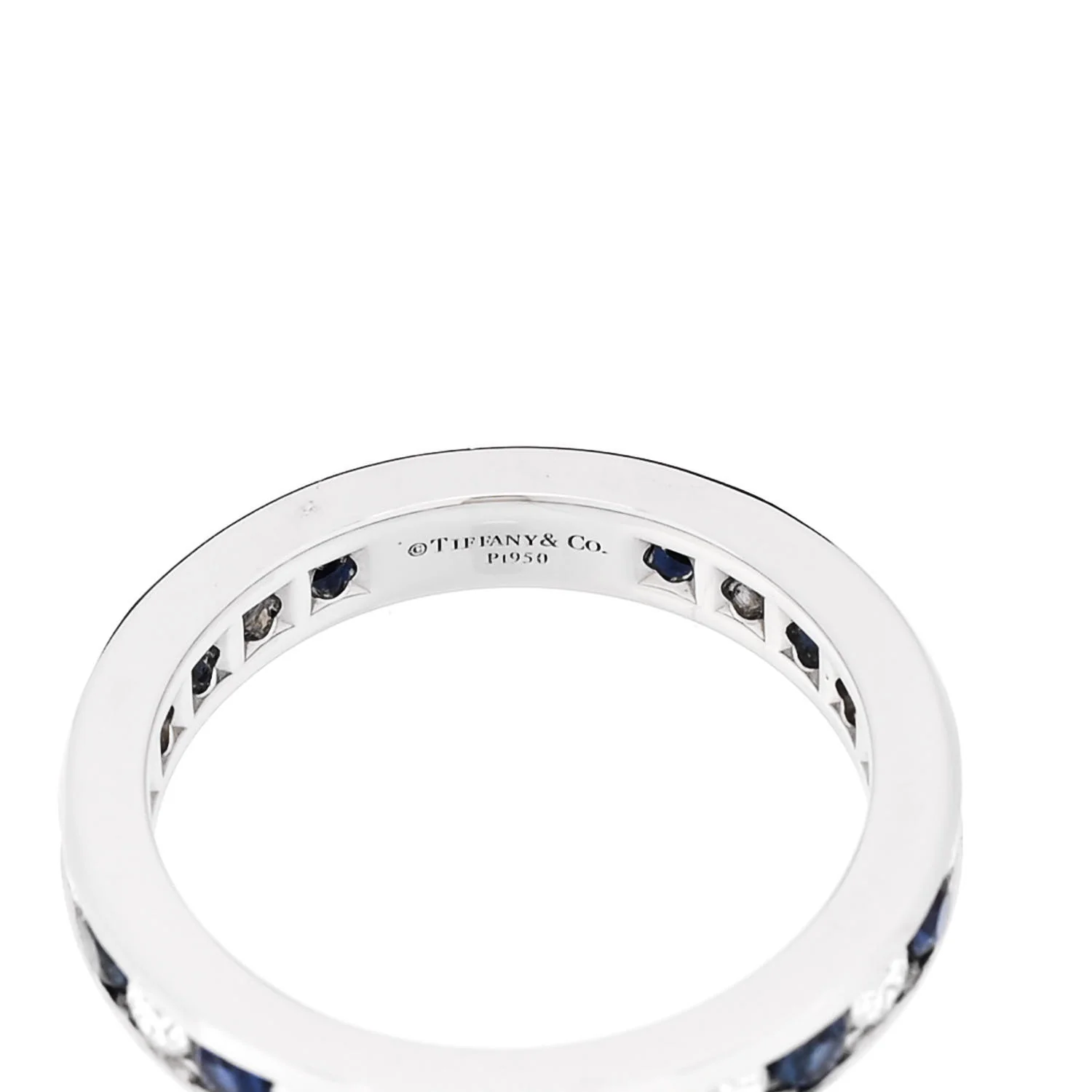 Platinum Diamond Blue Sapphire Eternity Band Ring 49 5 - Image 4