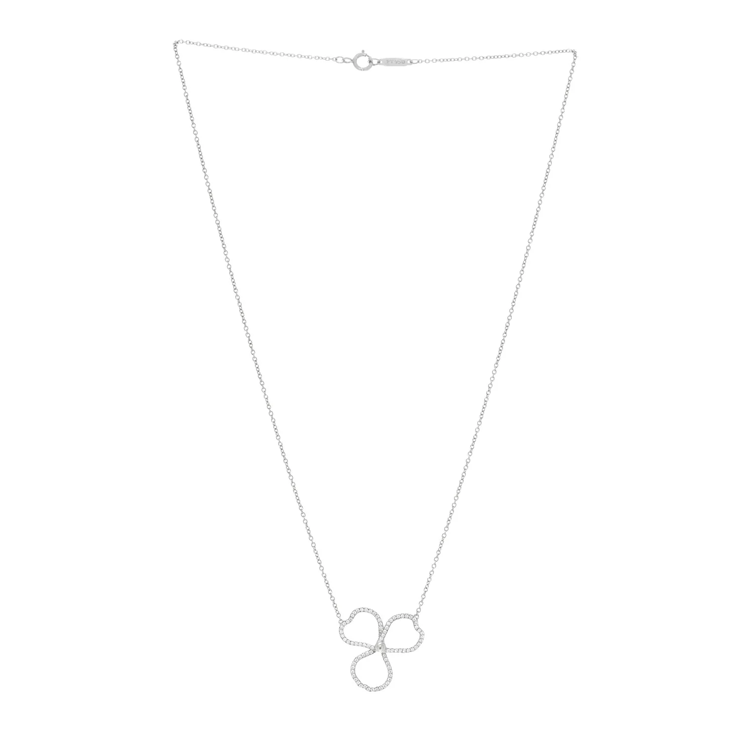 Platinum Diamond Large Paper Flowers Pendant Necklace - Image 3